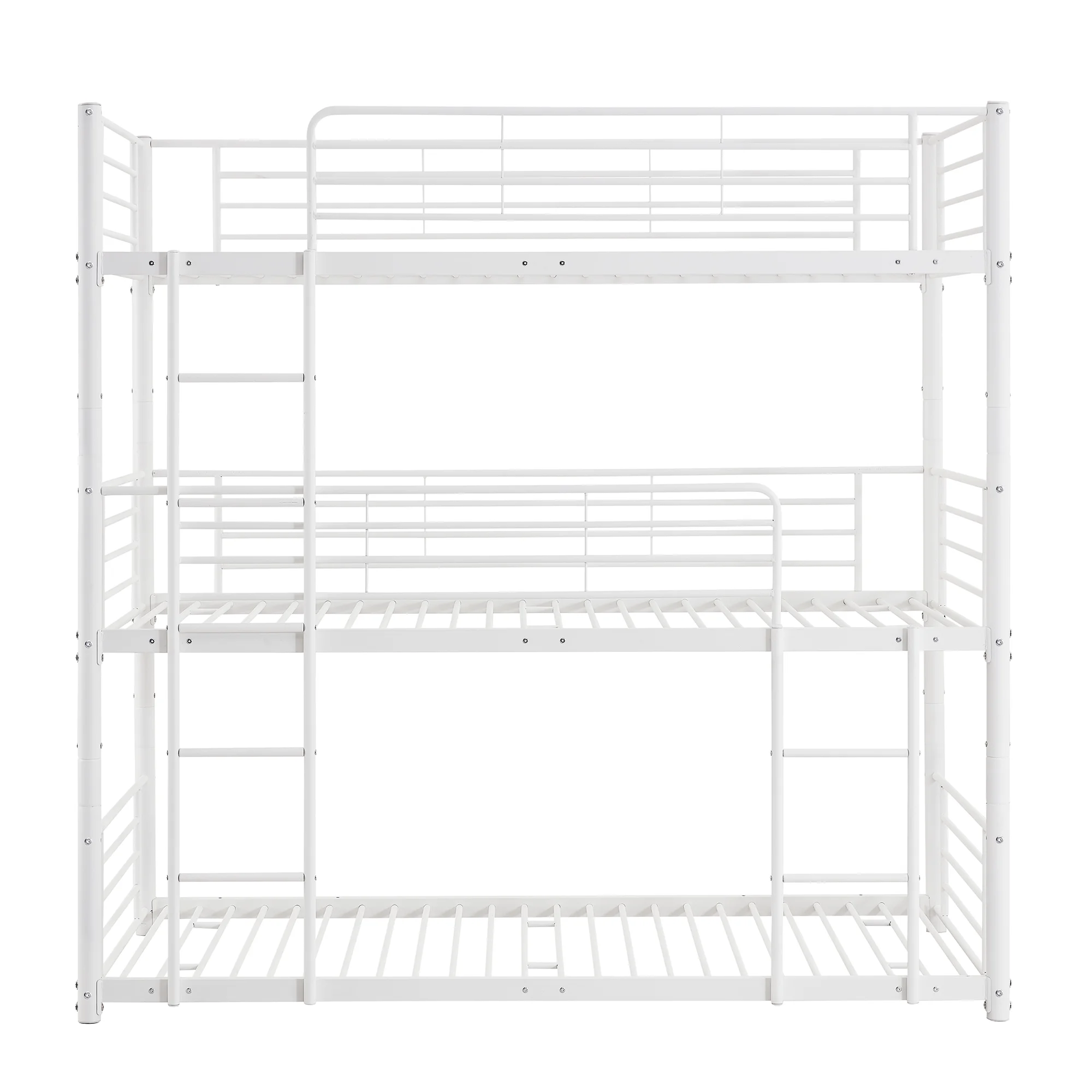 Churanty Twin-Twin-Twin Triple Bed with Built-in Ladder, Divided into Three Separate Beds,White