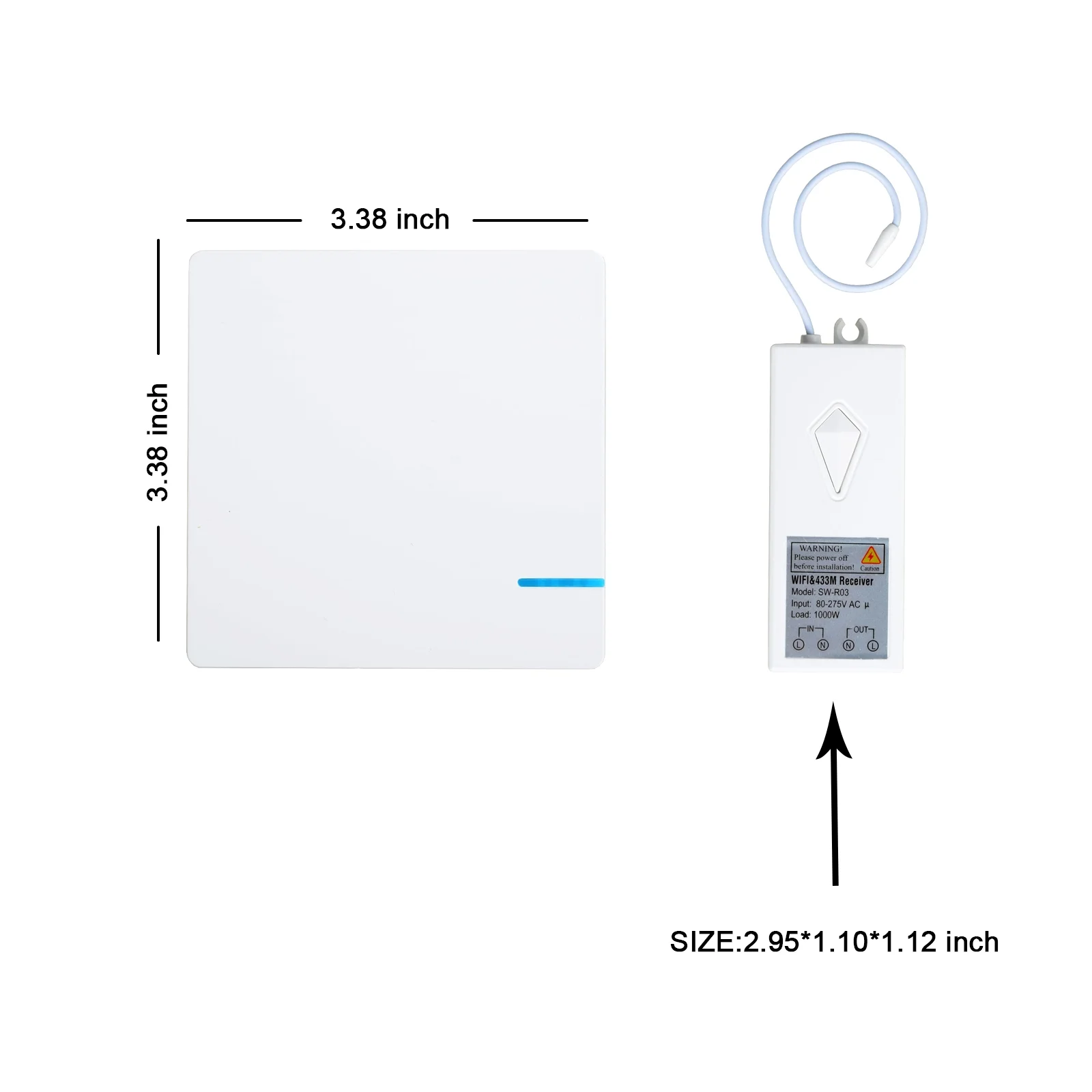 GREENCYCLE Smart Light Switch WiFi Wall Wireless 2x 1-gang Switch + 2x WIFI Receiver Compatible with Amazon Alexa and Google Home Remote Control Lights and Appliances Timing Function