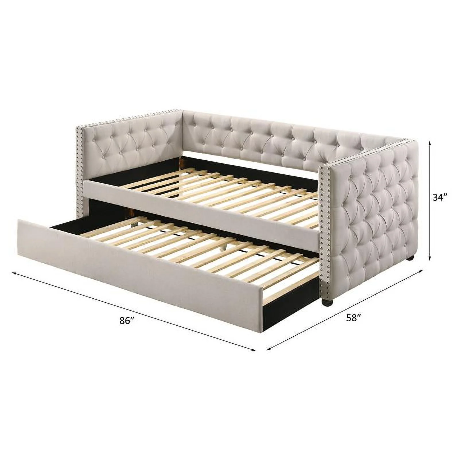 Home Square 2-Piece Set with Fabric Upholstery Chair & Full Daybed Trundle