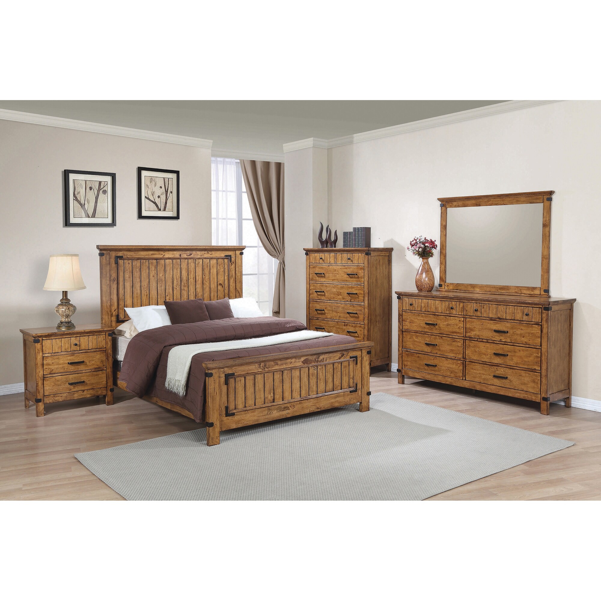 Gaheris Rustic Honey Panel Bed Twin