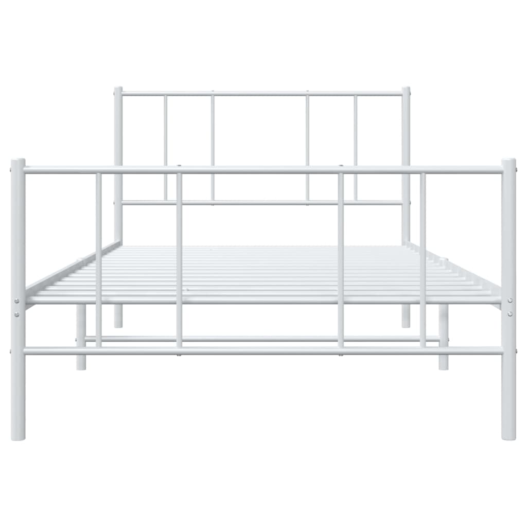 Anself Metal Bed Frame with Headboard and Footboard White 39.4
