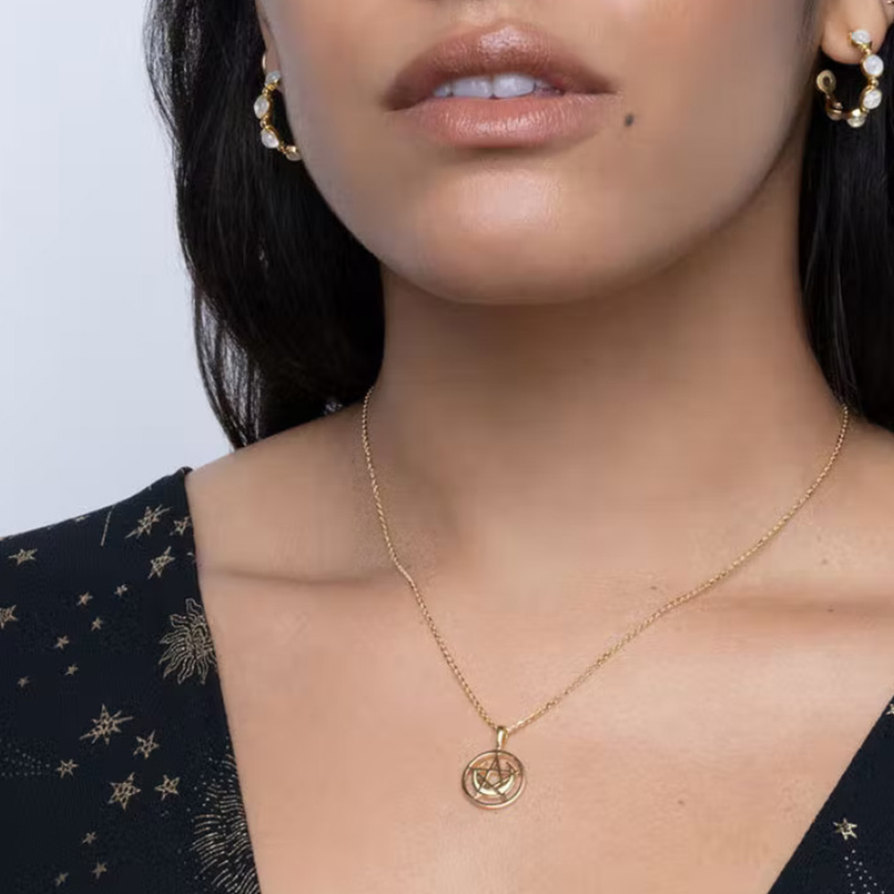 New Arrival INS Design Enamel Tarot Pendant Necklace Jewelry 18K Gold Plated Star Women Jewelry Necklace