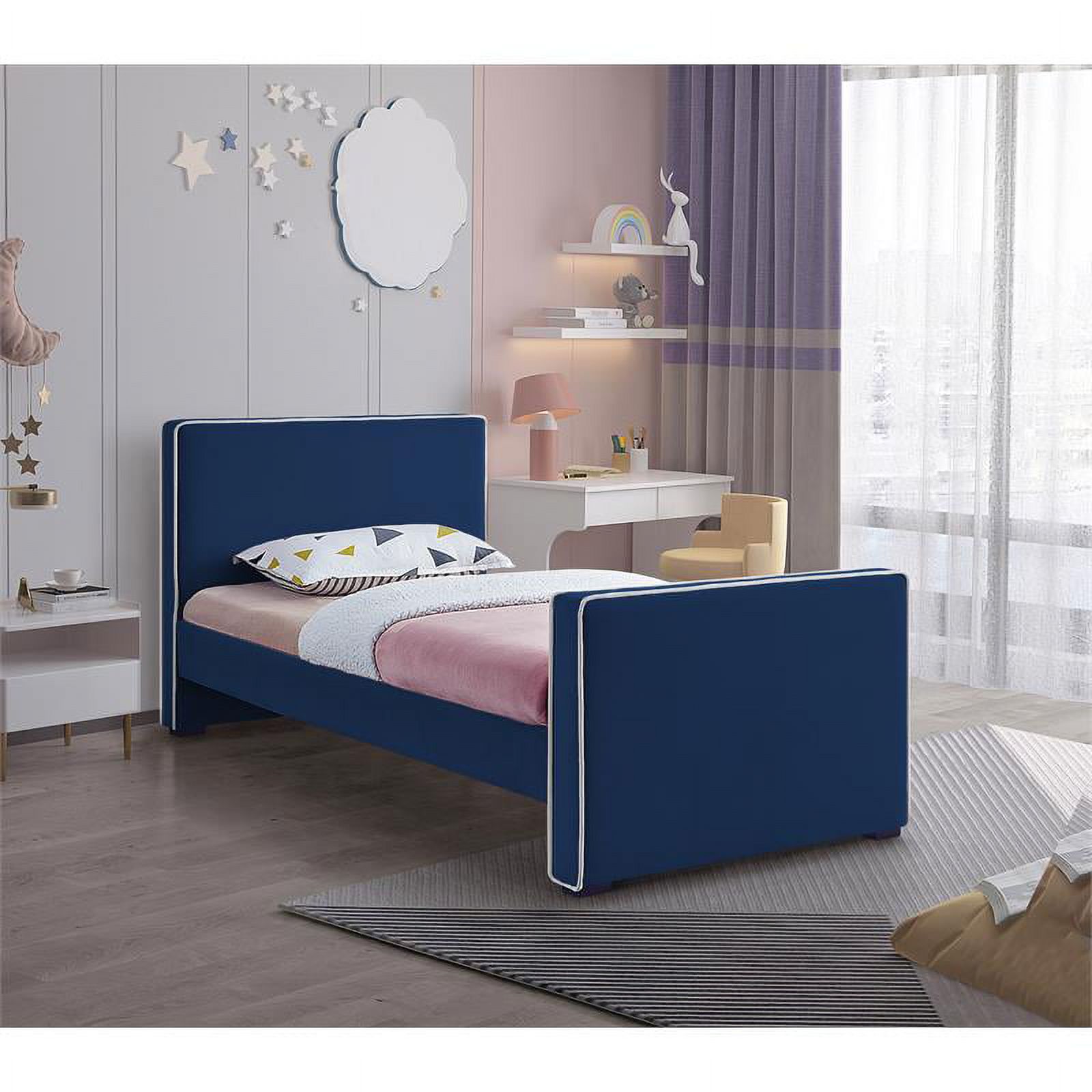 Meridian Furniture Dillard Navy Velvet Twin Bed
