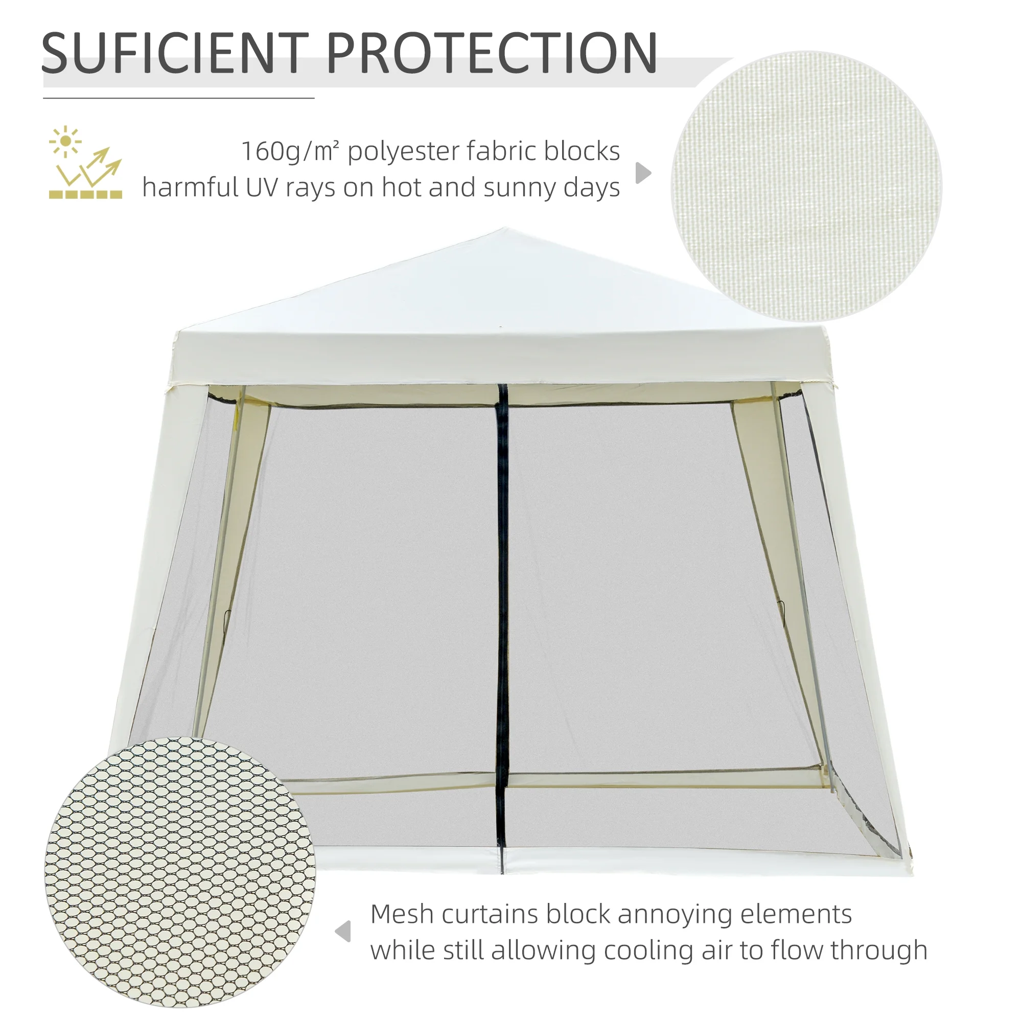 10' x 10' Folding Slant Leg Screened Sun Shelter Canopy Tent with Mesh Sidewalls