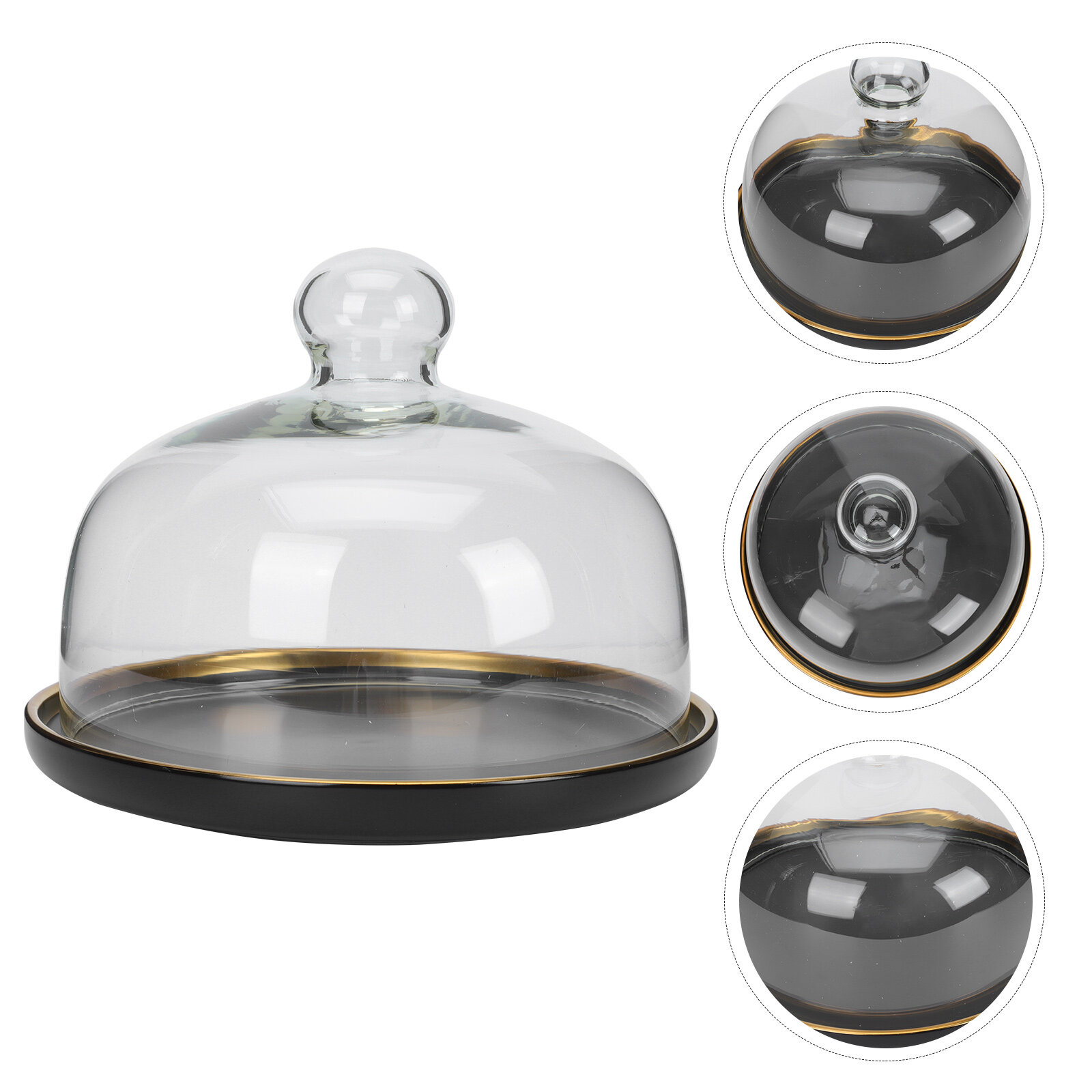 Nuolux Cake Stand Dome Tea Afternoon Traylid Plate Domes Cupcake Fruit Glasses Cover Stands Glass Base