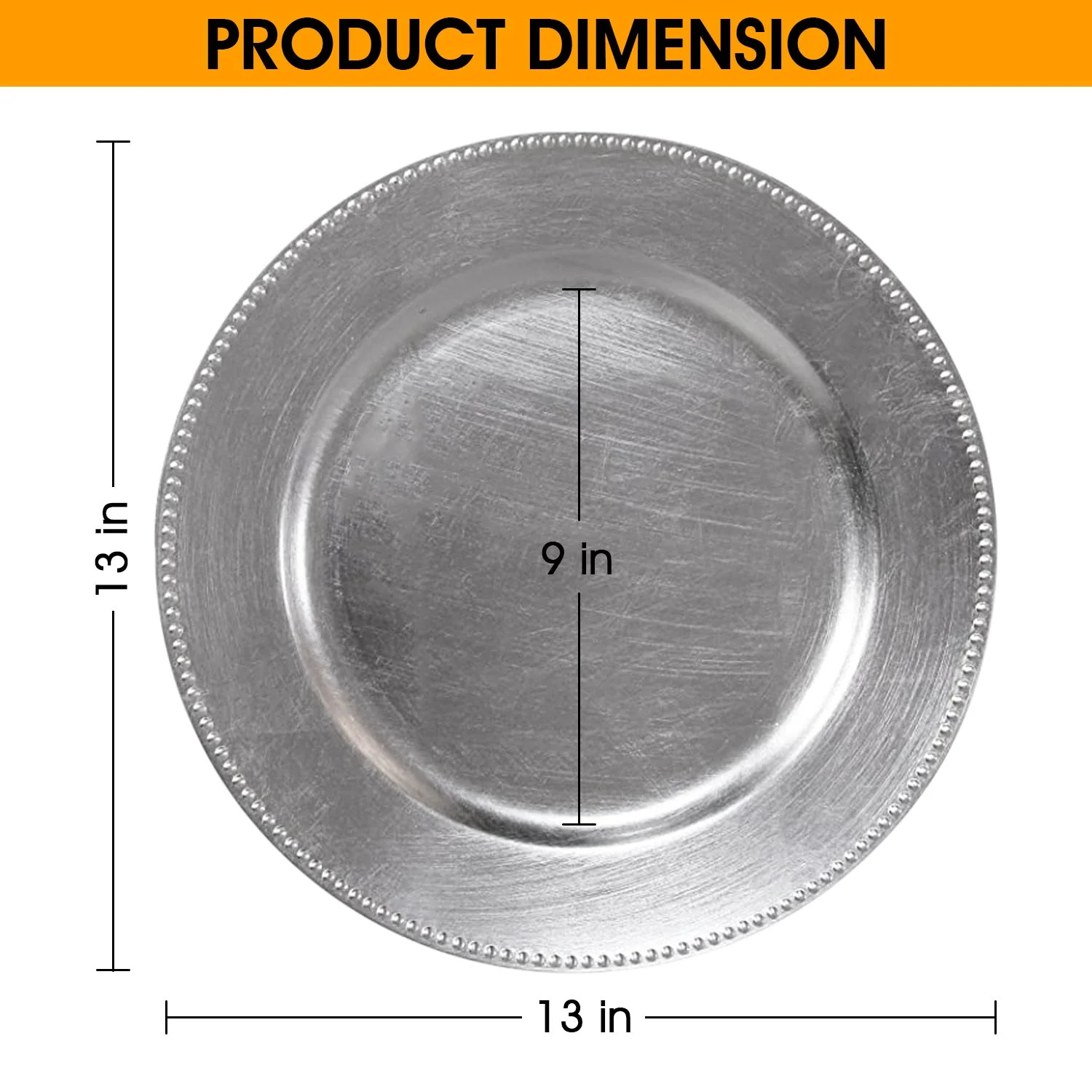 24 Pack | Silver Beaded Plastic Charger Plates