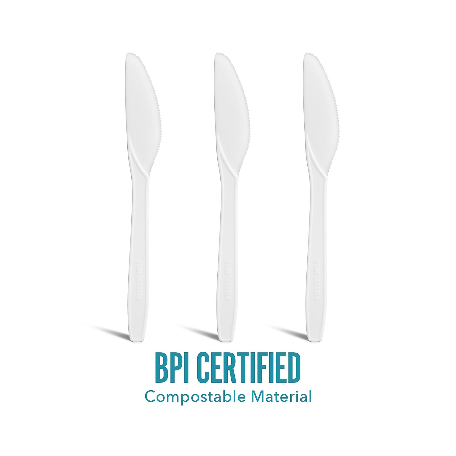 Perk Eco-ID Compostable Cutlery, Knife, White, 300/Pack (PRK24394130)