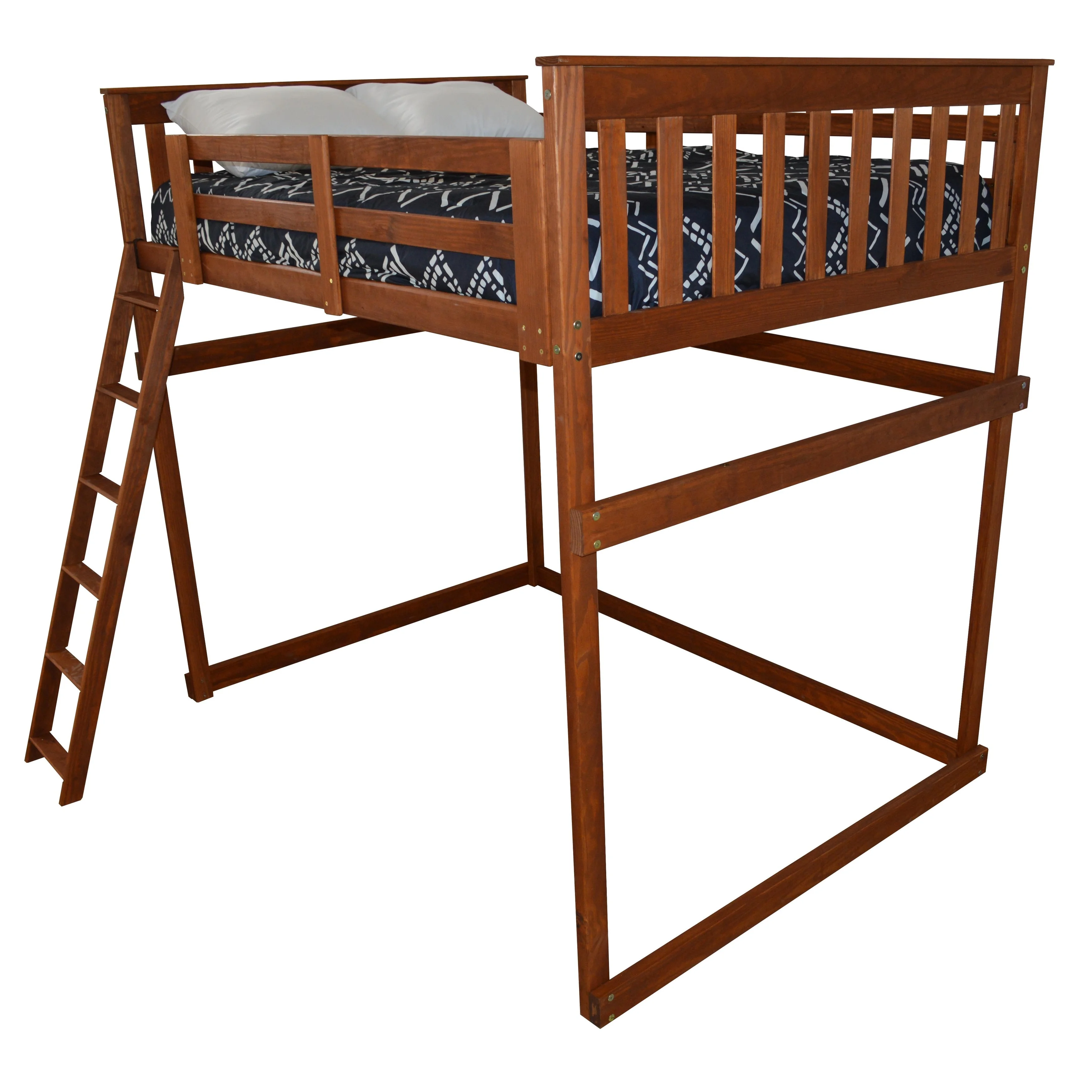 Kunkle Holdings LLC Pine Full Mission Loft Bed with Side Ladder Black Painted