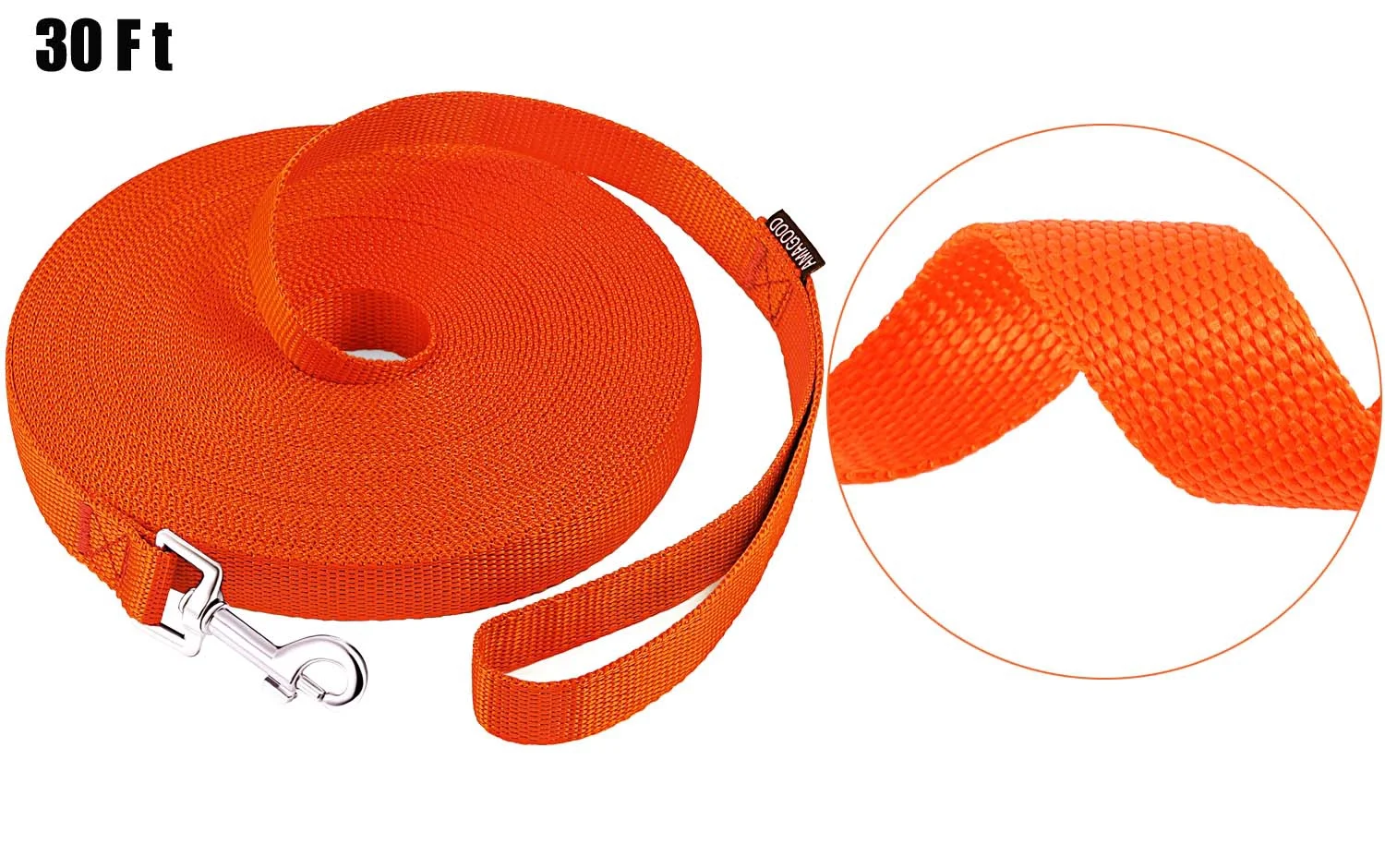 AmaGood Dog/Puppy Obedience Recall Training Agility Lead-15 ft 20 ft 30 ft 50 ft Long Leash-for Dog Training,Recall,Play,Safety,Camping(30feet, Orange)