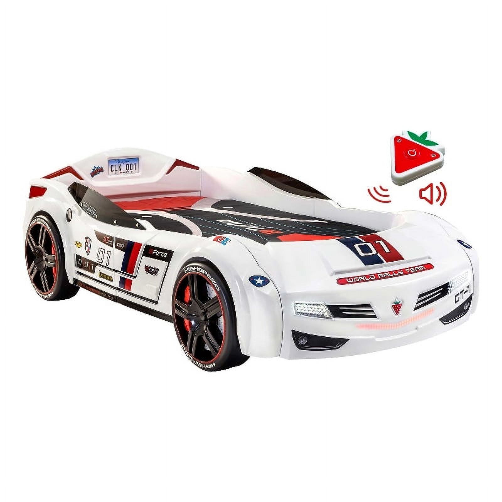 Cilek Kids Room GTS Biturbo Remote Control Wood Twin Race Car Bed in White