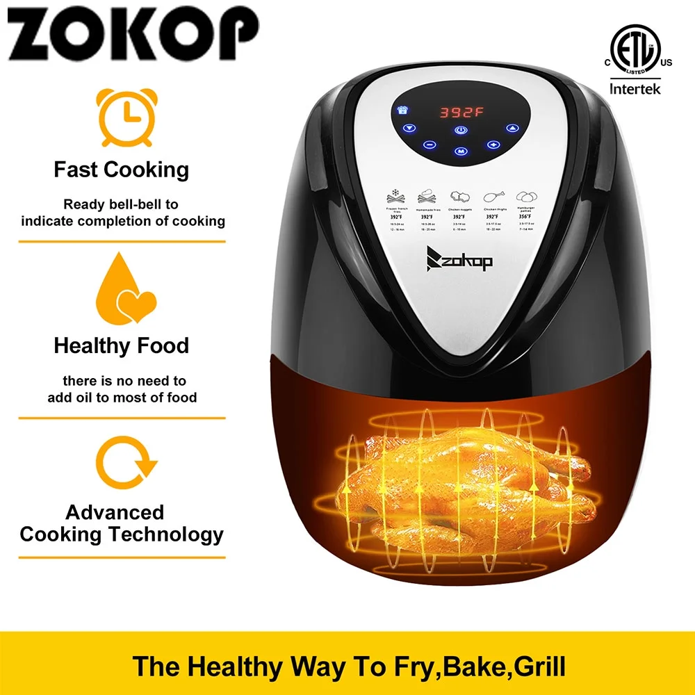 Lowestbest Air Fryer Oil Free, 120V 1500W Air Deep Fryer with Detachable Basket, Automatic Timer and Temperature Control, Electric Air Fryer for Healthy Oil-free Low Fat Cooking