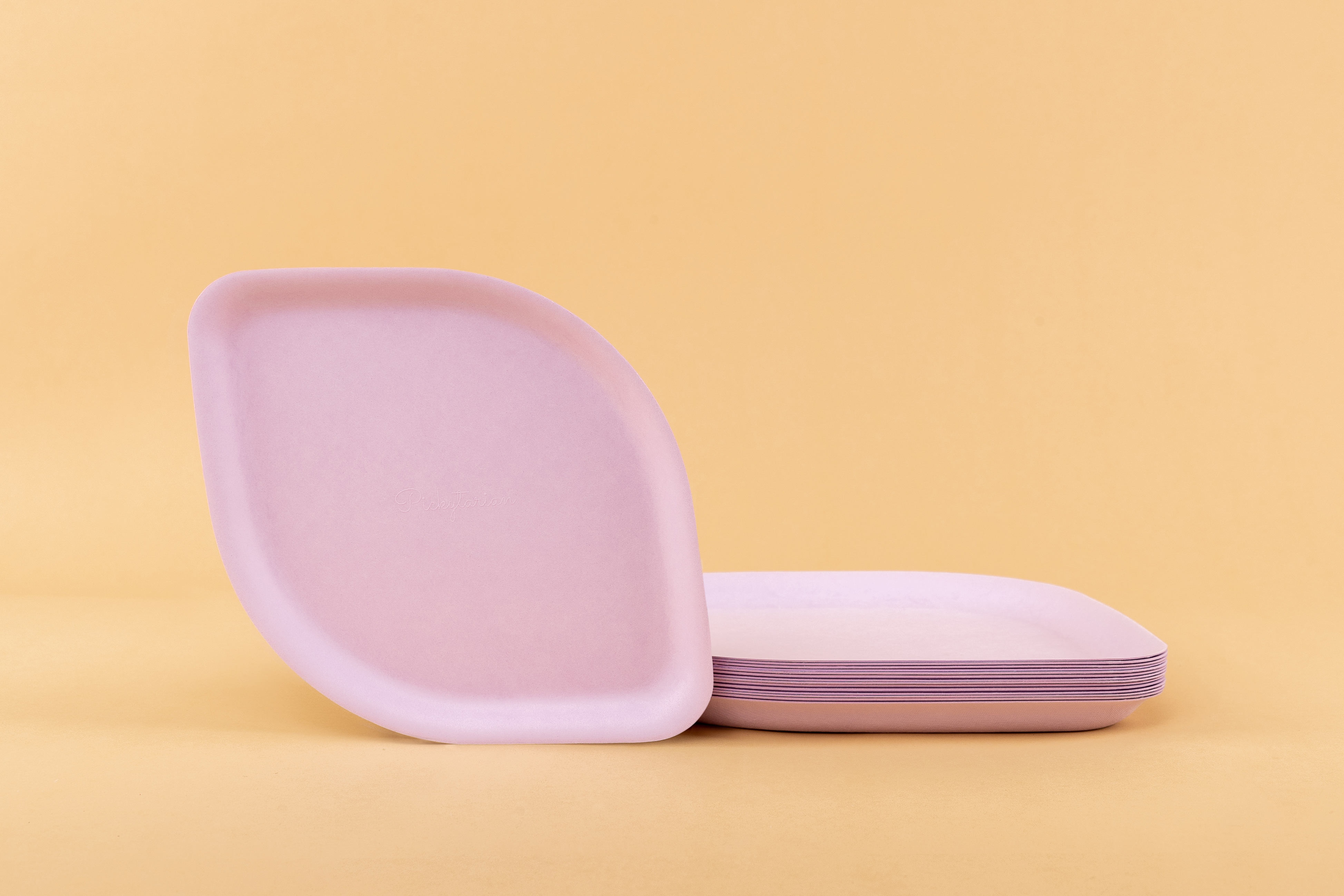 Pickytarian 50pcs Small Disposable Purple Plates - Fancy Bamboo Party Plate- 8 inch Appetizer Plates