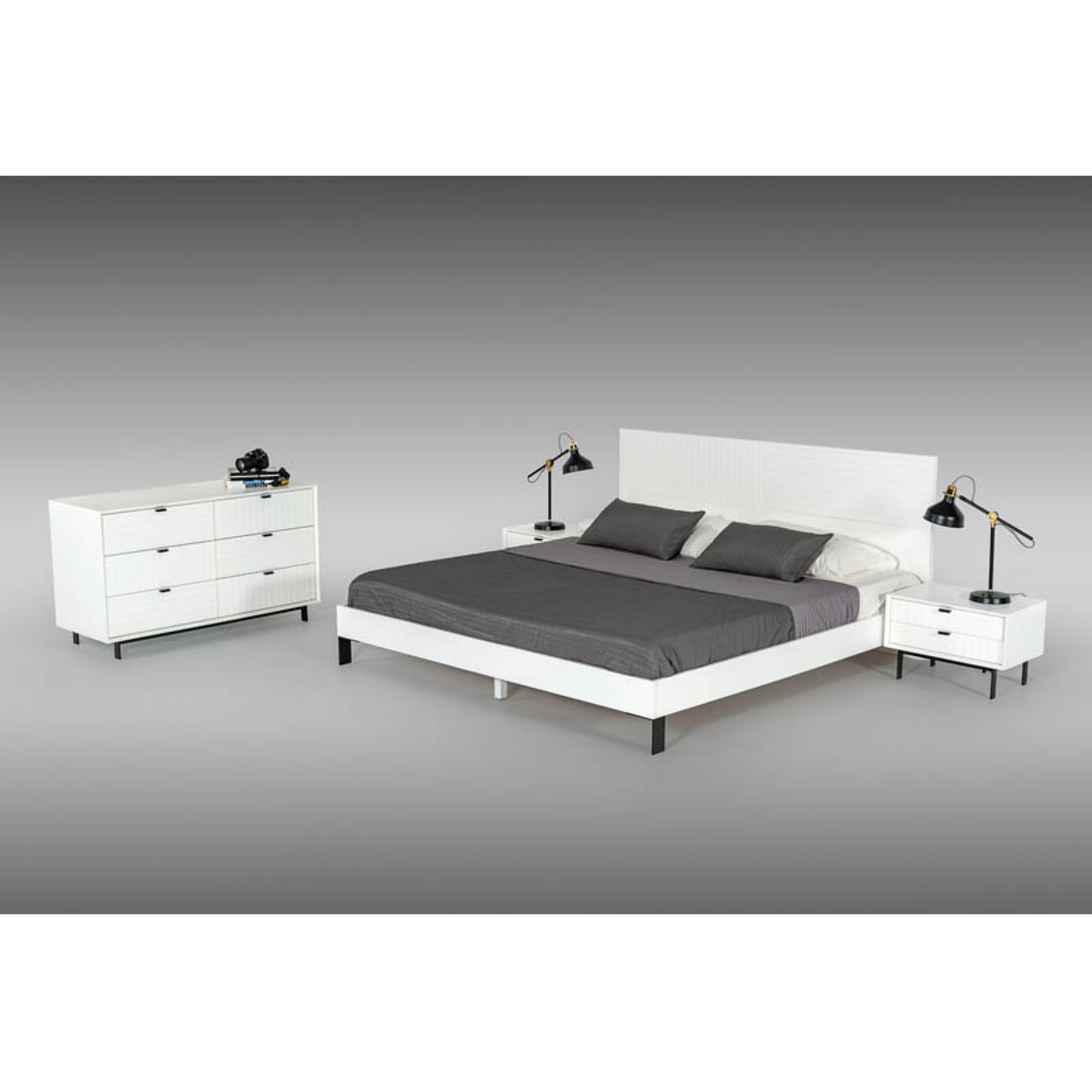 Limari Home Valencia Contemporary Wood Bedroom Dresser in White Matte/Black