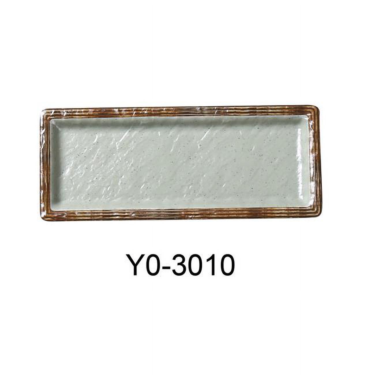 Yanco YO-3010 9.5 x 3.75 x 0.75 in. Yoto Melamine Rectangular Sushi Plate, Matte - Pack of 24