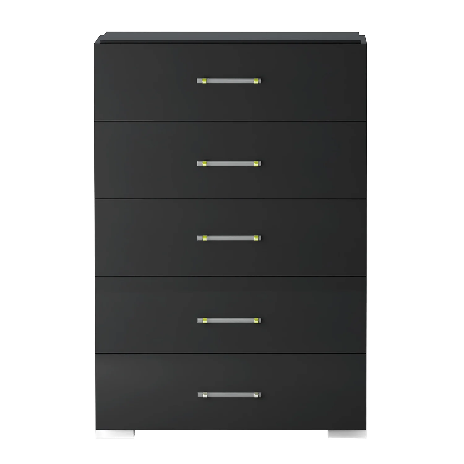 Chintaly Modern 5-Drawer Gloss Black Bedroom Chest