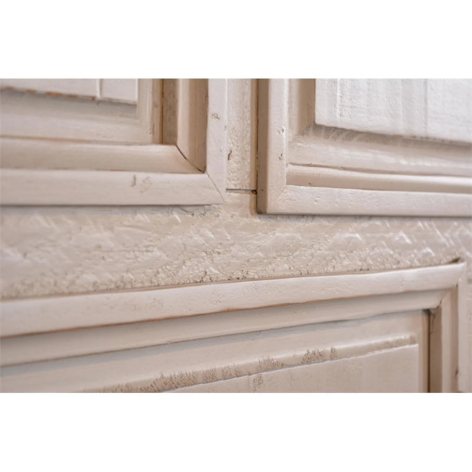 Sunset Trading Rustic French King Panel Bed - Distressed White and Brown Solid Wood