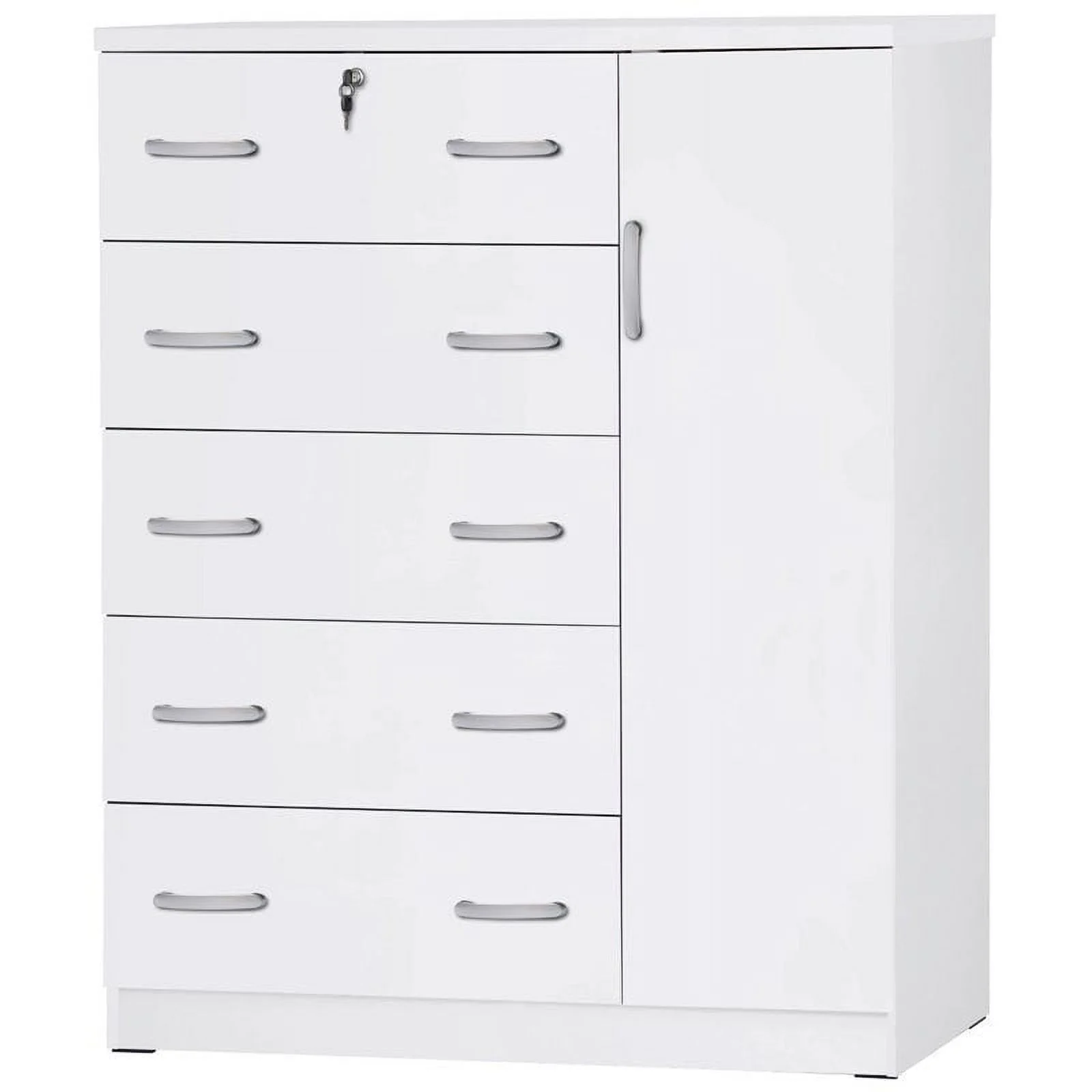 Home Square 2-Piece Set with Queen Captains Bed & Tall Chest Wardrobe in White