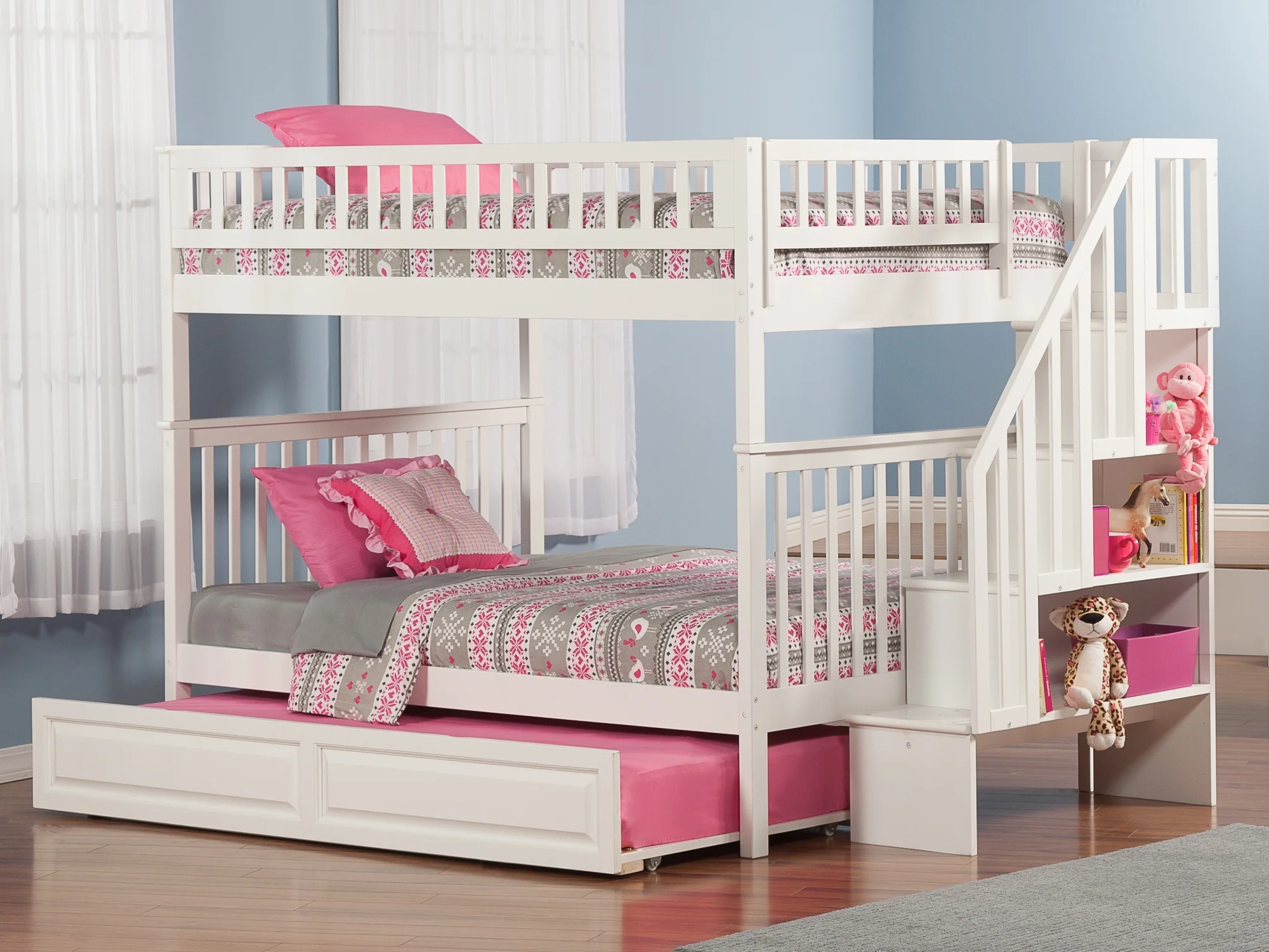 Woodland Staircase Bunk Bed Full over Full in Multiple Colors and Configurations
