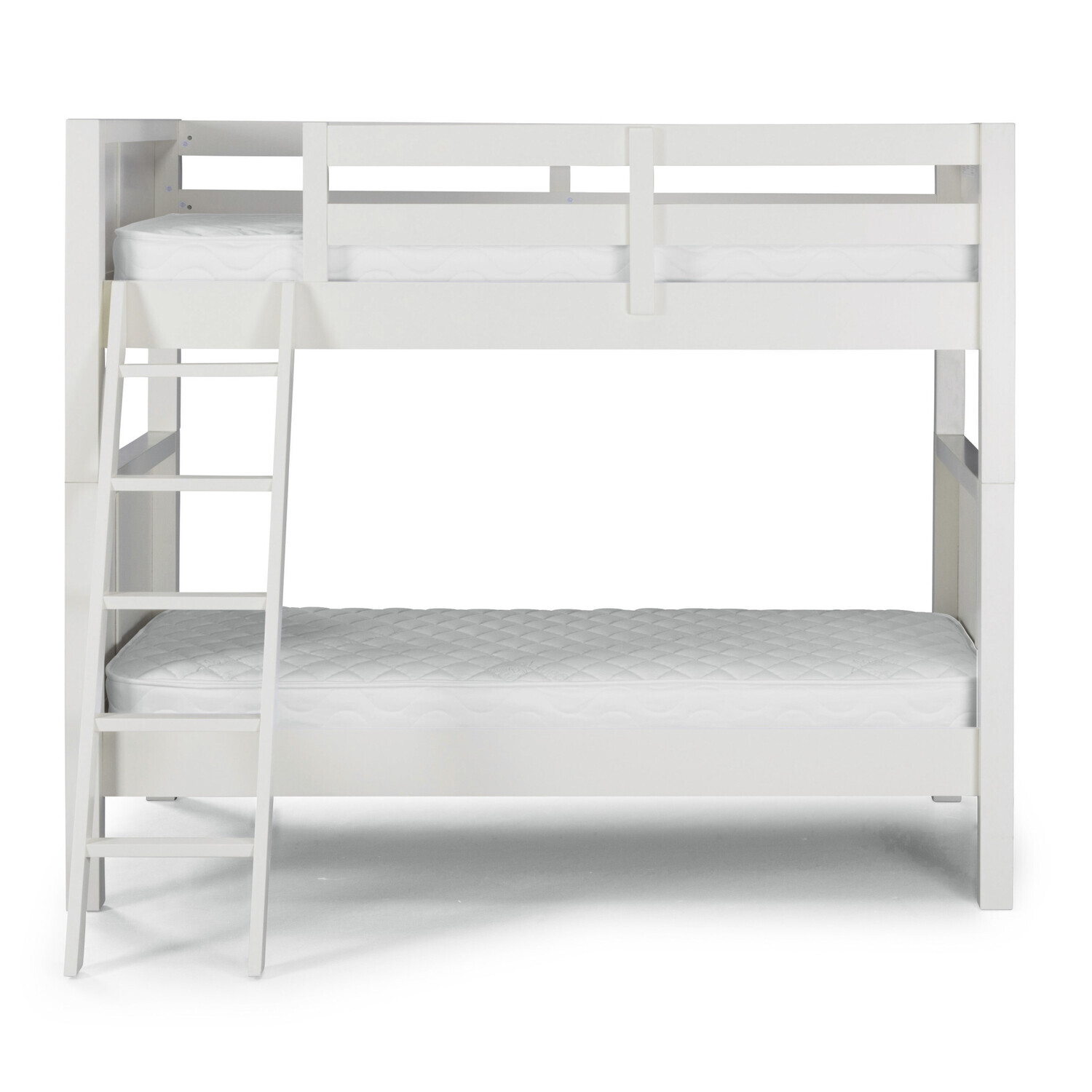 Homestock Coastal CraftsmanOff White Wood Twin Over Twin Bunk Bed
