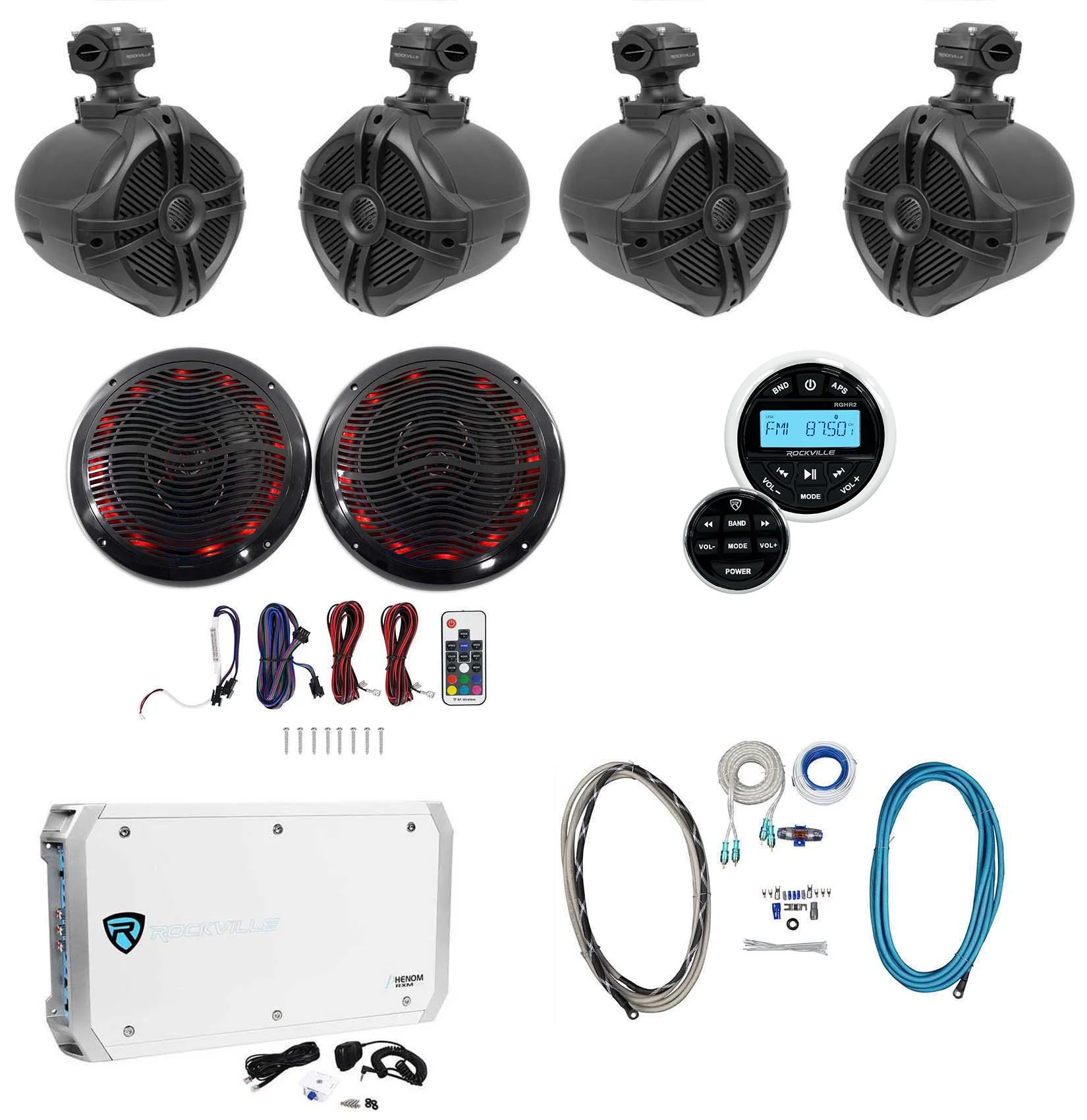 Rockville Marine Bluetooth Receiver+4) 6.5