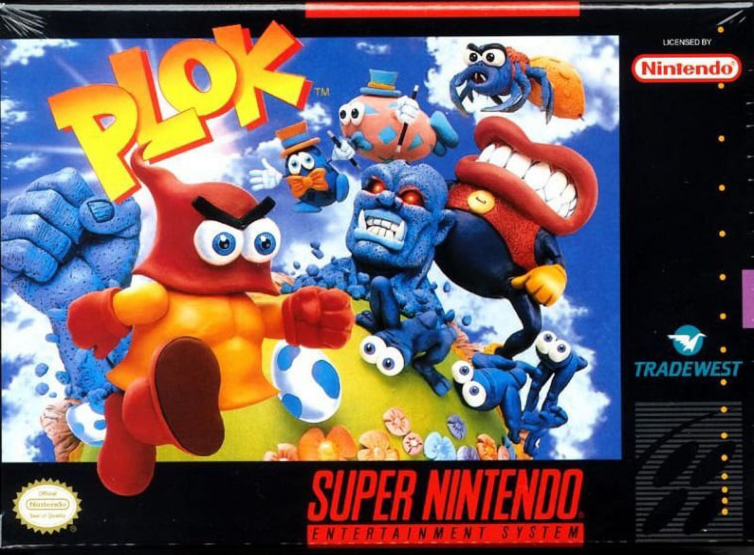 Restored Plok (Super Nintendo, 1993) Adventure Game (Refurbished)