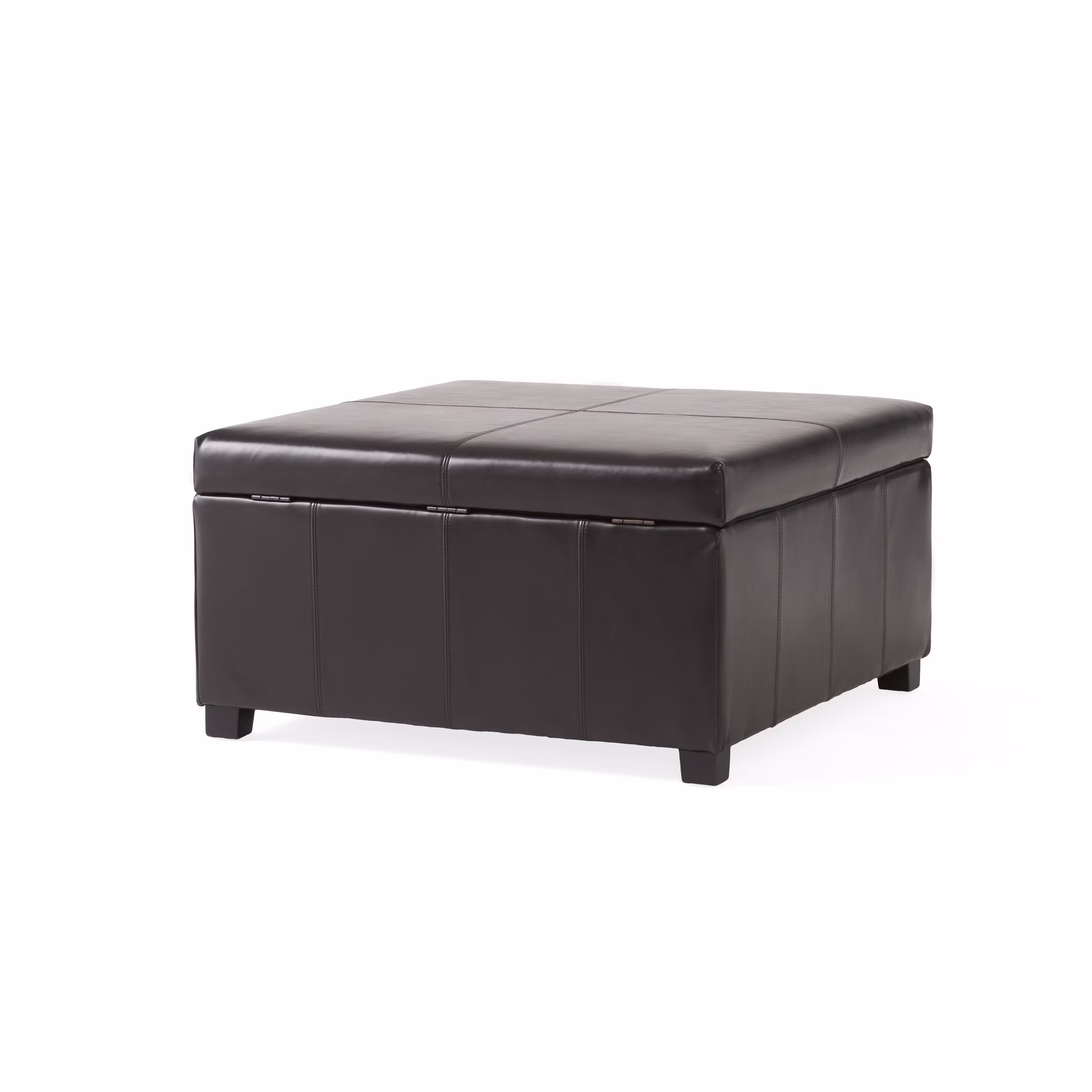 Forrester Espresso Bonded Leather Square Storage Ottoman