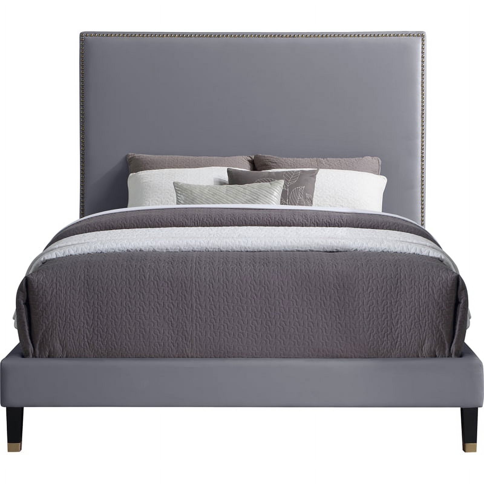 Meridian Furniture Harlie Gray Velvet Queen Bed