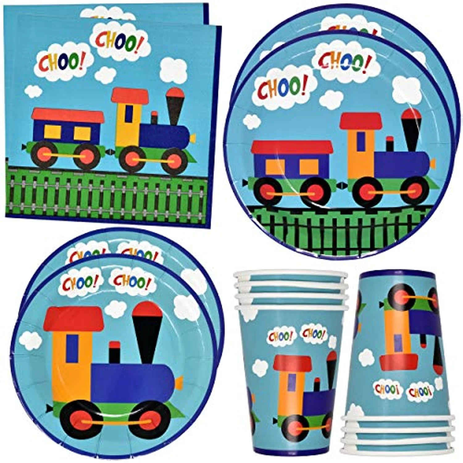 Train Party Supplies Tableware Set 24 9