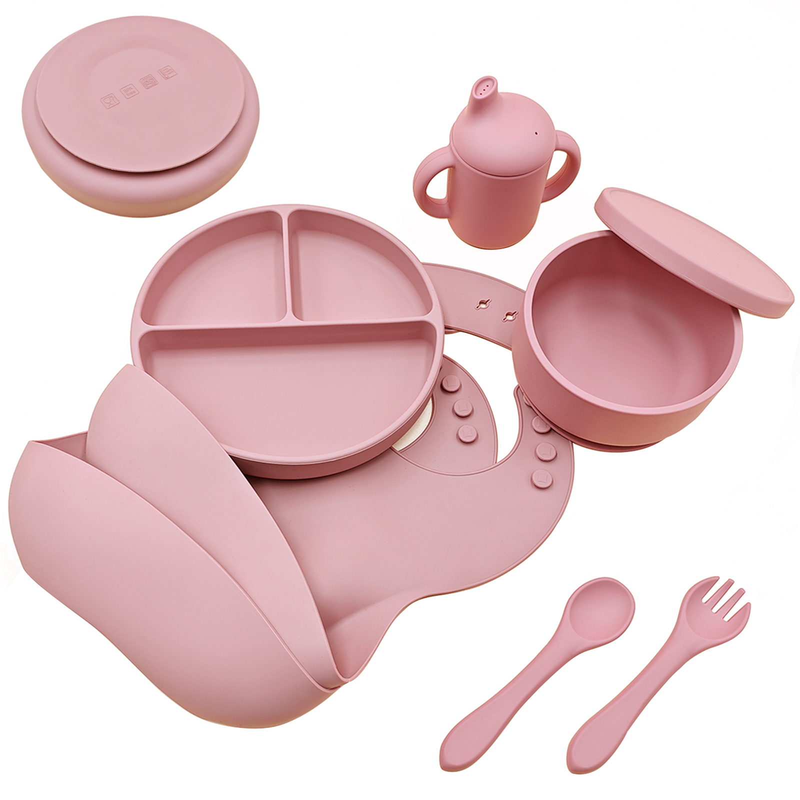 Benoxine Silicone Baby Feeding Set,Baby Led Weaning Set, 7Pcs-BPA Free，100% Food-Grade Silicone，6M+