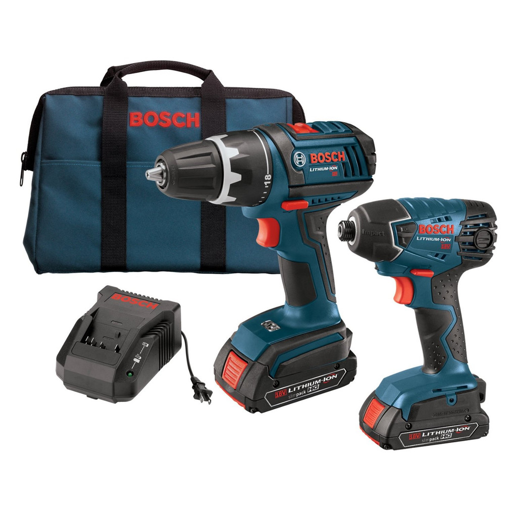 Restored Bosch CLPK232-181-RT 18V 2.0 Ah Cordless Lithium-Ion 1/2 in. Drill Driver and Impact Driver Combo Kit (Refurbished)