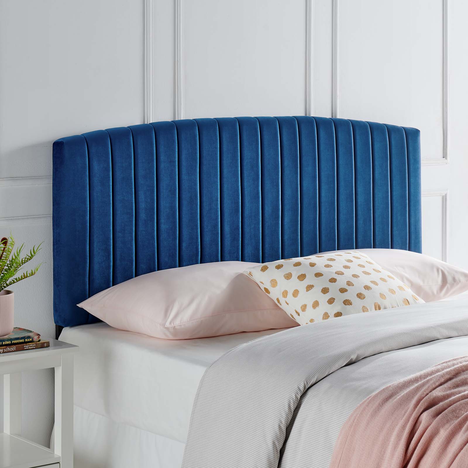 Headboard, Twin Size, Velvet, Blue Navy, Modern Contemporary Urban Design, Bedroom Master Guest Suite