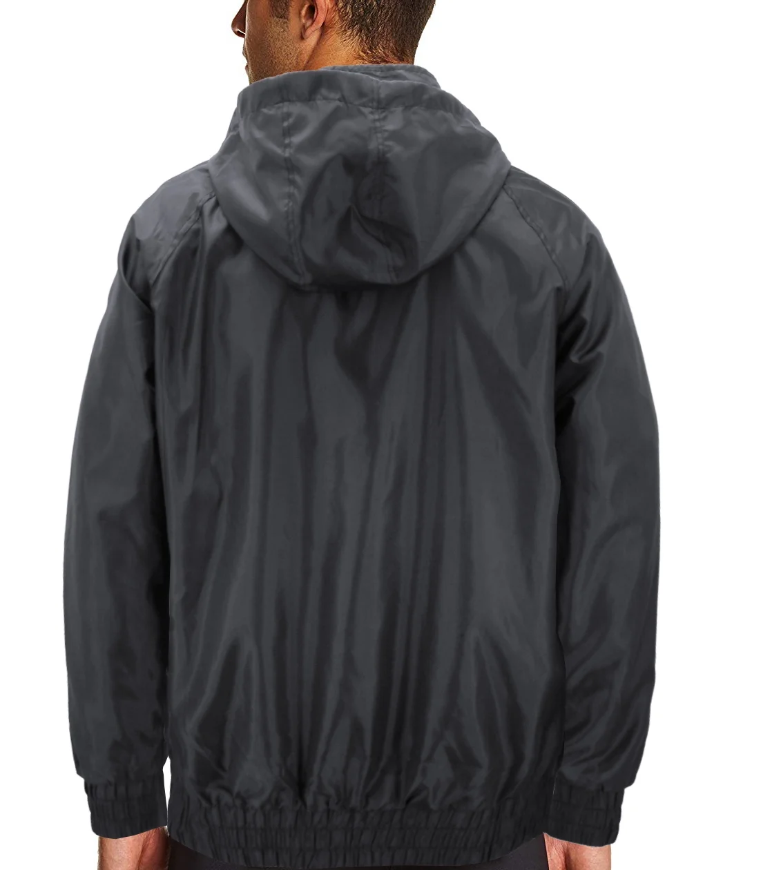 Men's Fleece Lined Removable Hood Water Resistant Windbreaker Zipper Jacket (S)