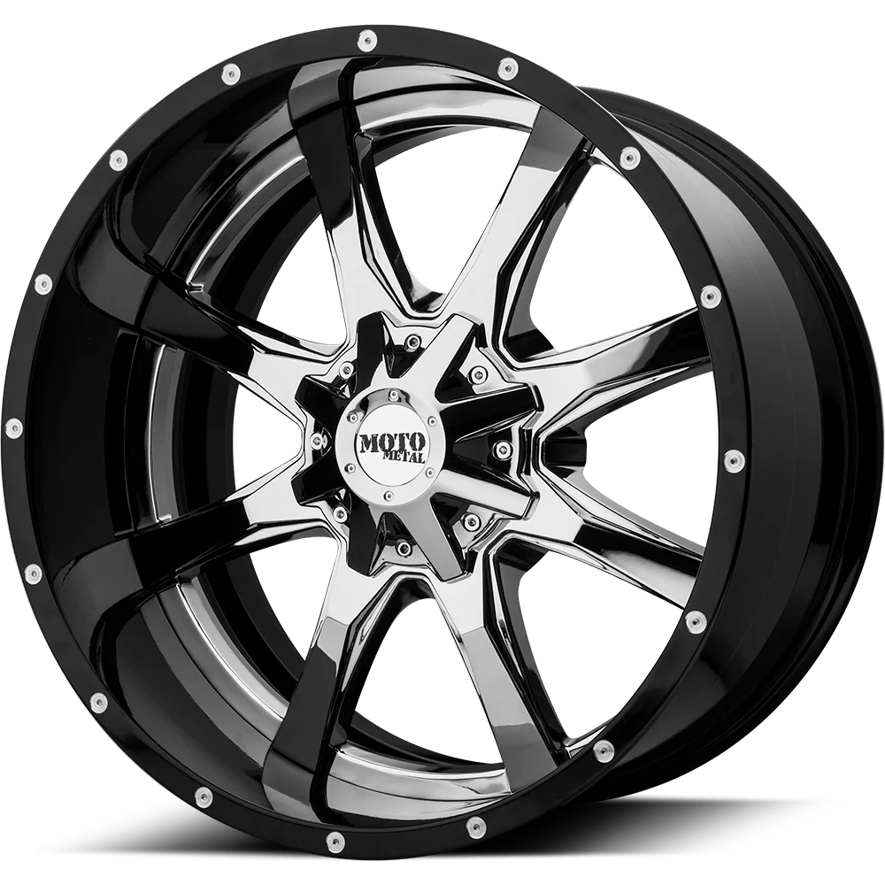 Moto Metal Cast Aluminum Rim MO201 22X12 8X6.5 CHR BLK MILL LP -44MM, MO201-22128044NCB