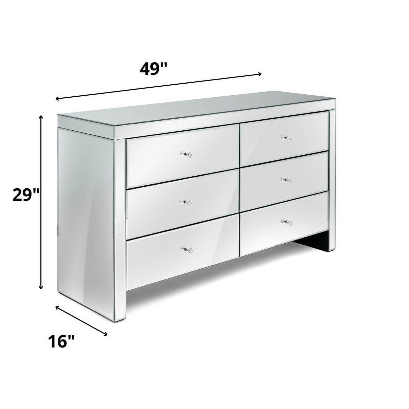 Home Belongs Eva 6 Drawers Modern Dresser in Clear Mirror Finish, 29 inch Height