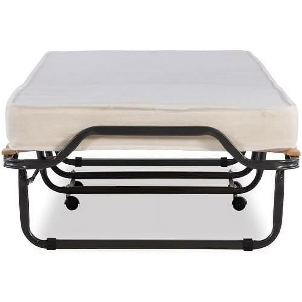 Contemporary Metal Folding Bed With Memory Foam Mattress In Beige