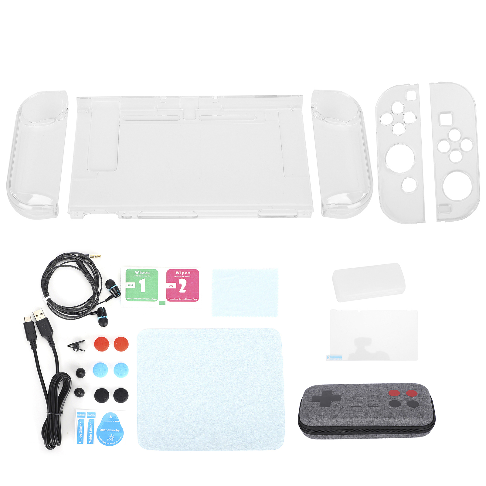 Screen Protector Storage Bag Case 14 in 1 Explosion?proof Game Accessory Set Anti?slip for Switch