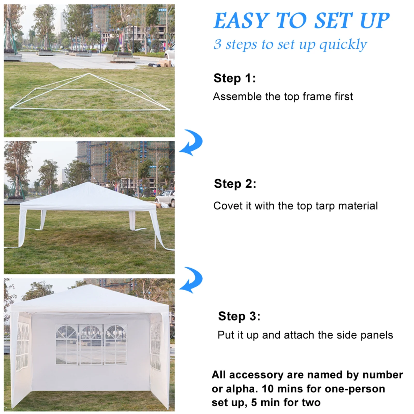 SKONYON Patio Tent 10'x10' Party Tent with 4 Removable Side Walls
