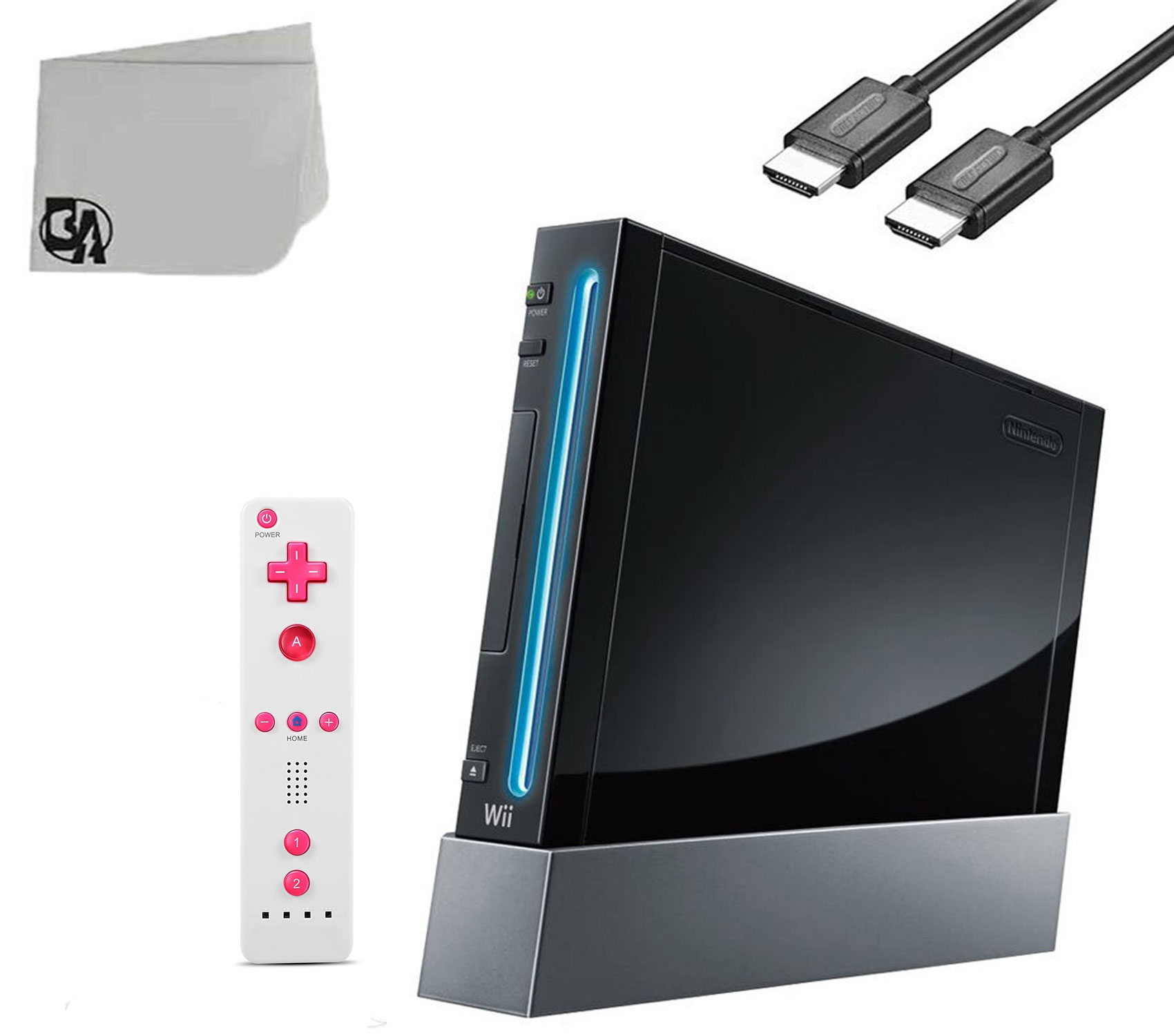 Immerse Yourself in Gaming Wii Console Black With Wii Remote Controller, Wireless Gamepad, Silicone Case Mix Color 1 HDMI Cable BOLT AXTION Bundle Like New