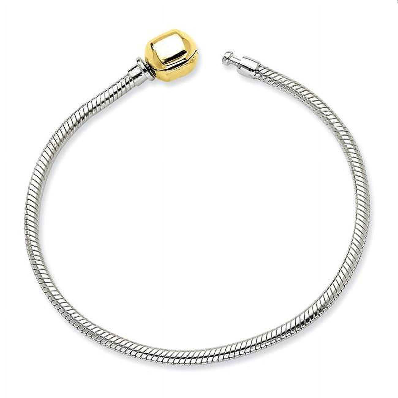 7.75 in. Sterling Silver & 14K Yellow Gold Clasp Bead Bracelet