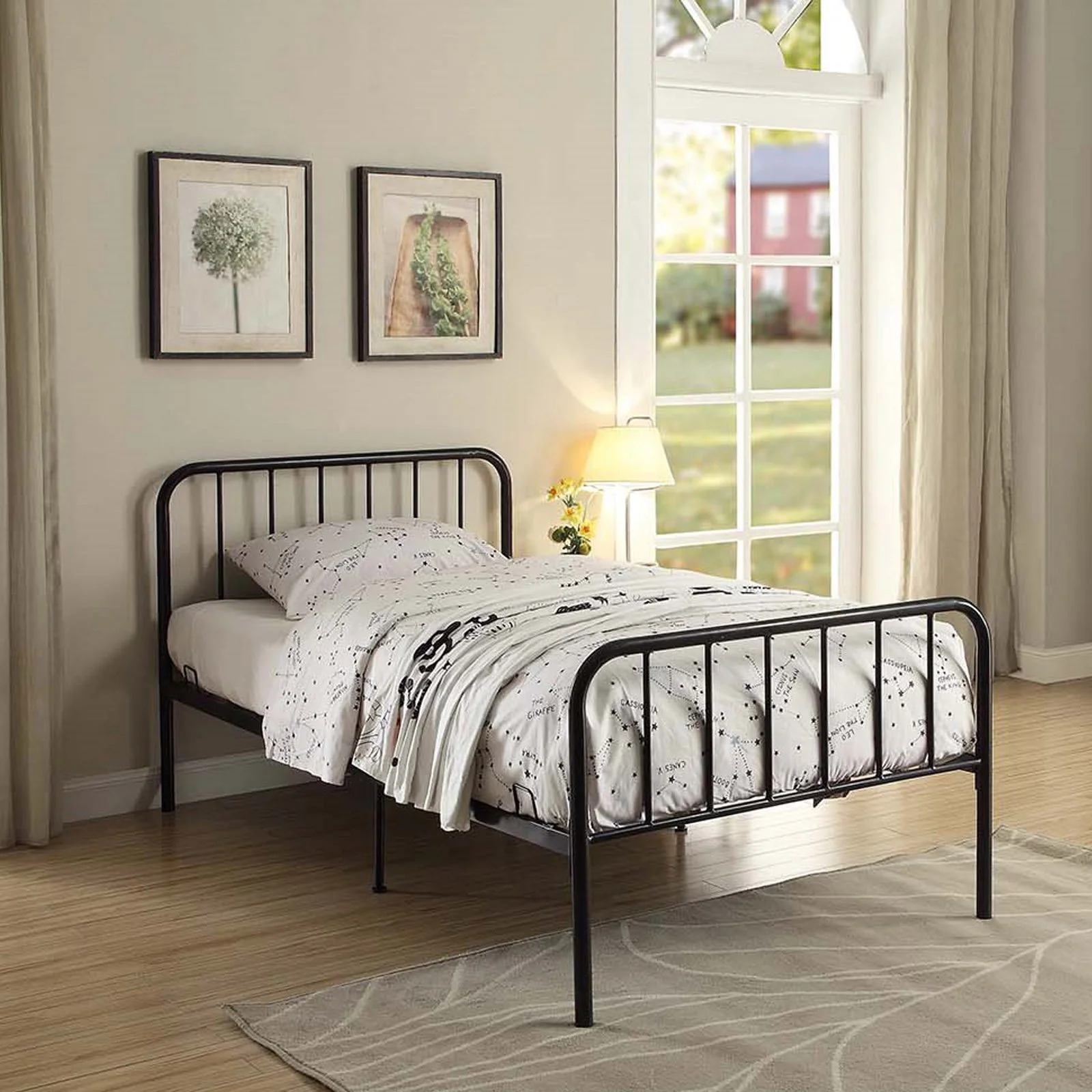 4D Concepts Bed in a Box Twin Metal Bed in Black