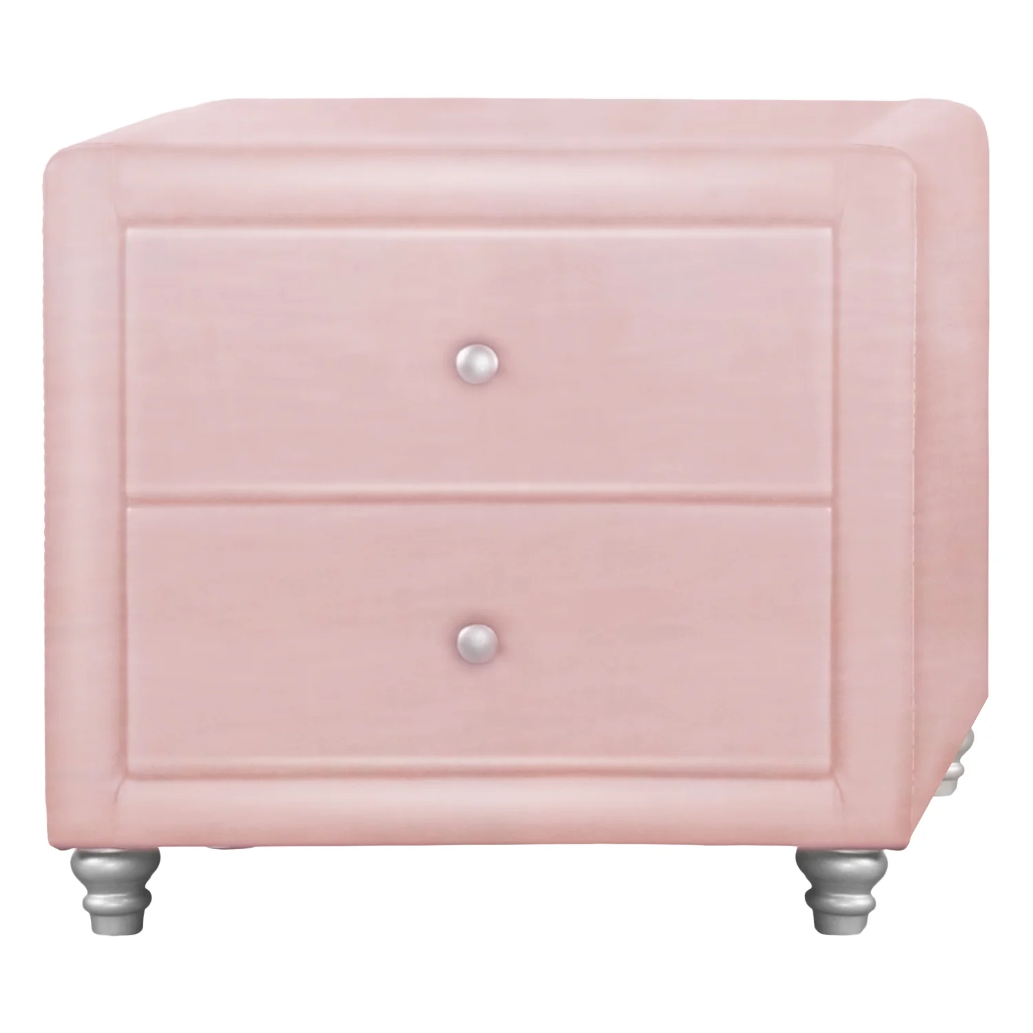 Camden Isle Faux Leather Upholstered 2 Drawer Nightstand in Pink