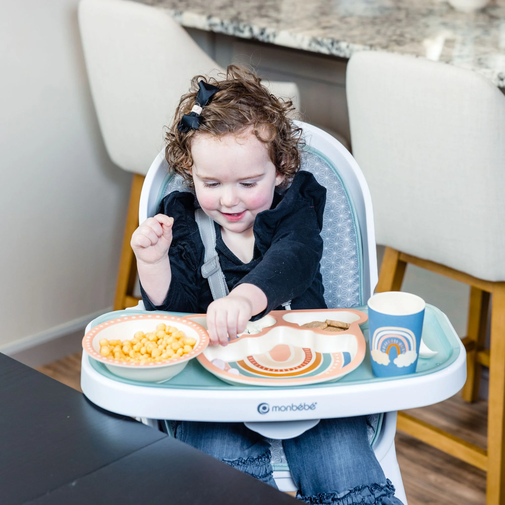 Monbebe 5 Piece Bamboo Mealtime Set, Rainbow