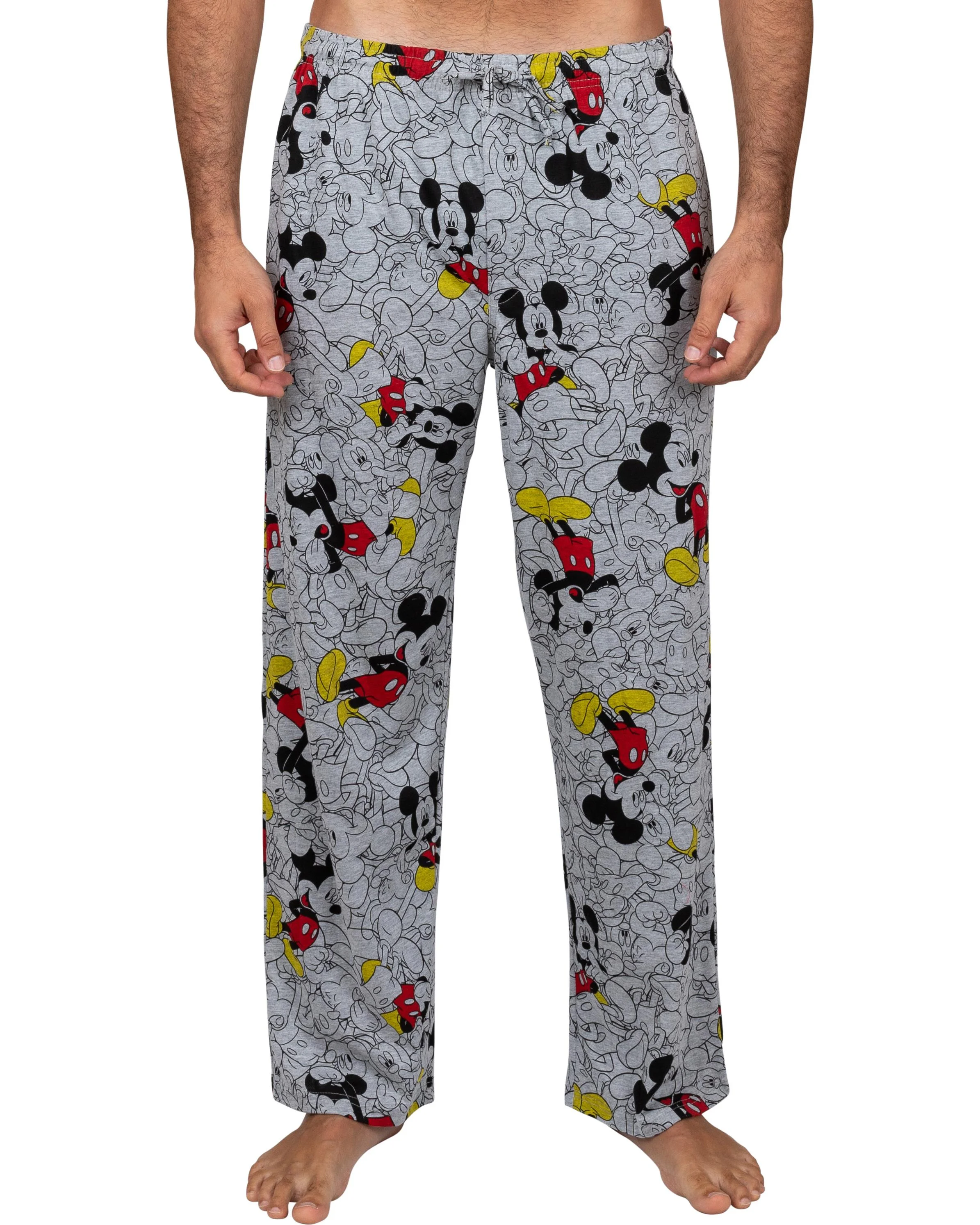 Disney Mens Pants Fun Print Pajama Lounge Pants Joggers, Gray, Size: Large
