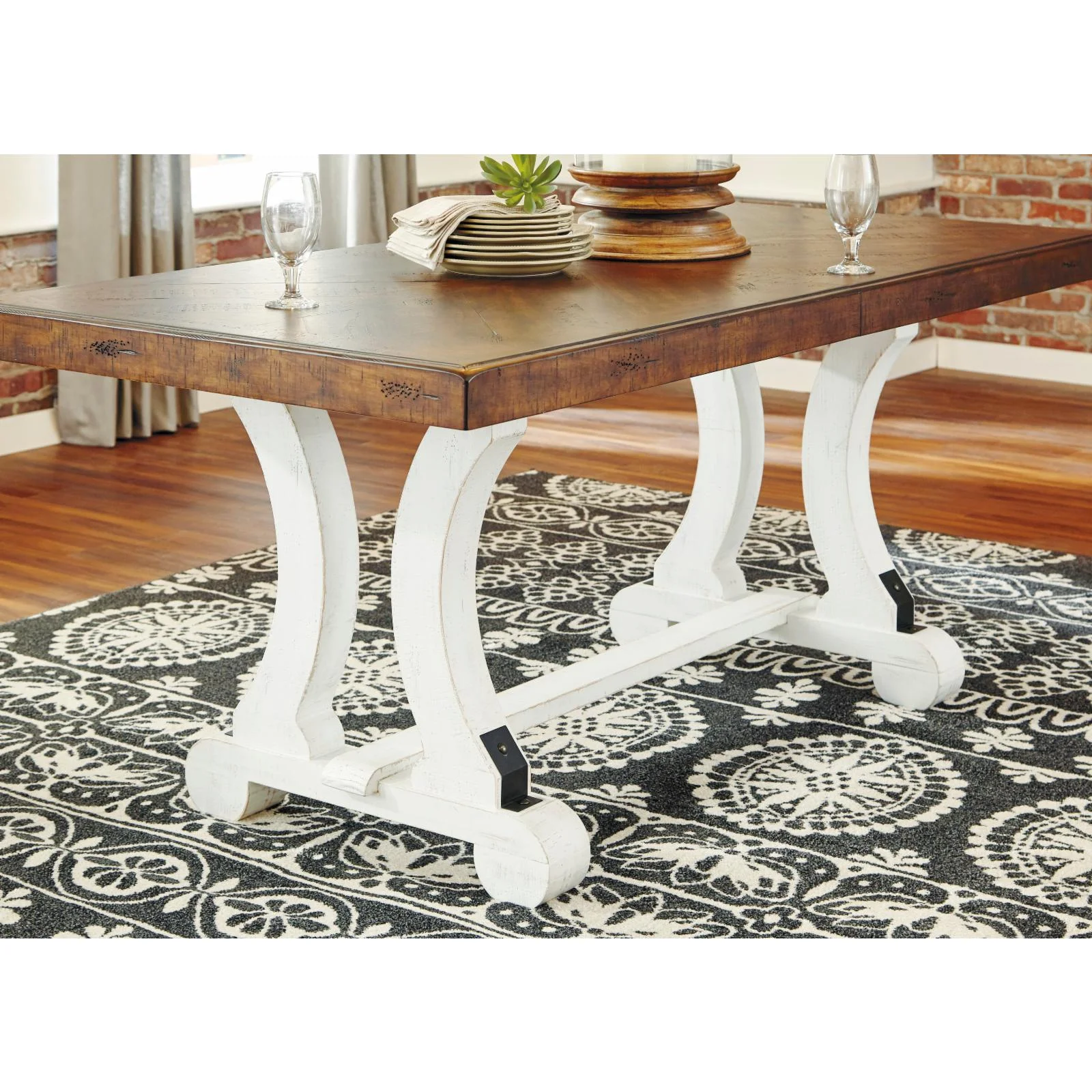 Signature Design by Ashley Valebeck Rectangular Dining Table in White and Brown