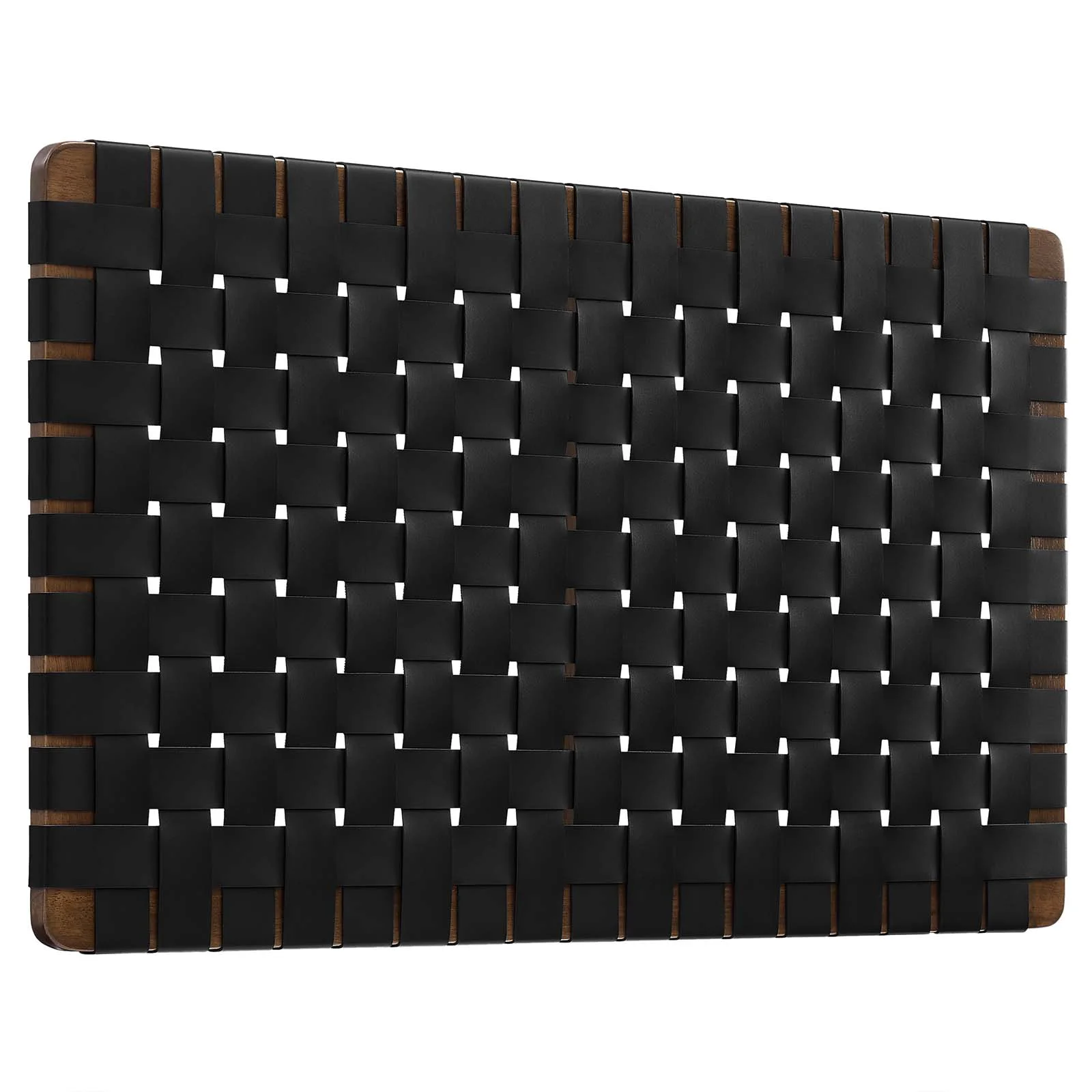 Modway Sparta Weave Wall-Mount Twin Vegan Leather Headboard in Walnut Black