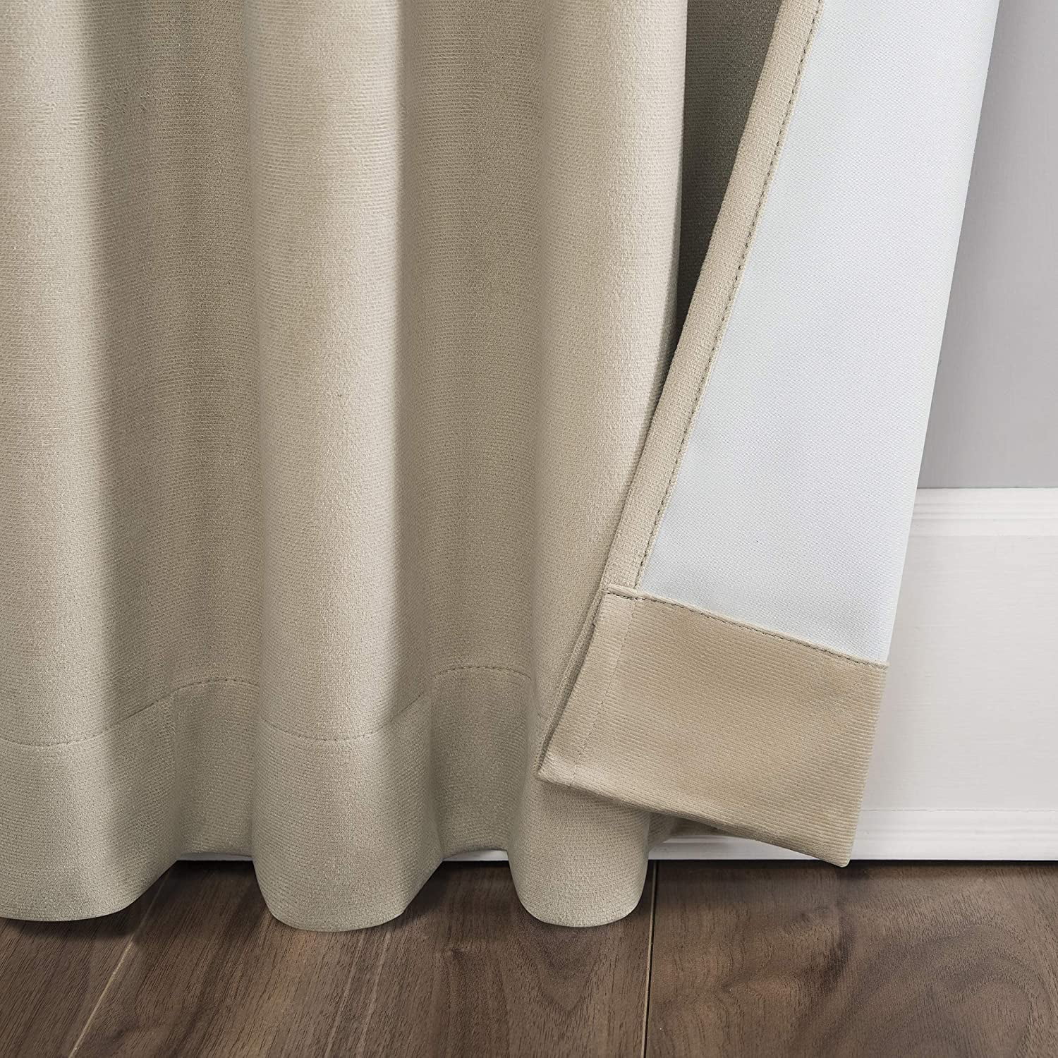 Sun Zero Amherst Velvet 96-Inch Thermal Total Blackout Back Tab Window Curtain Panel in Ecru
