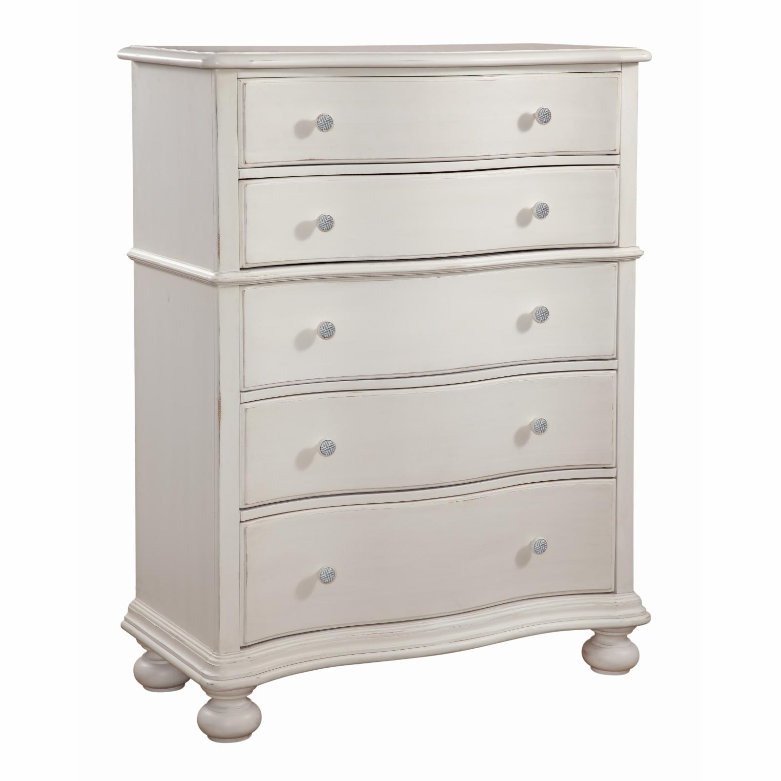 American Woodcrafters Rodanthe Dove White 5-drawer Wood Chest