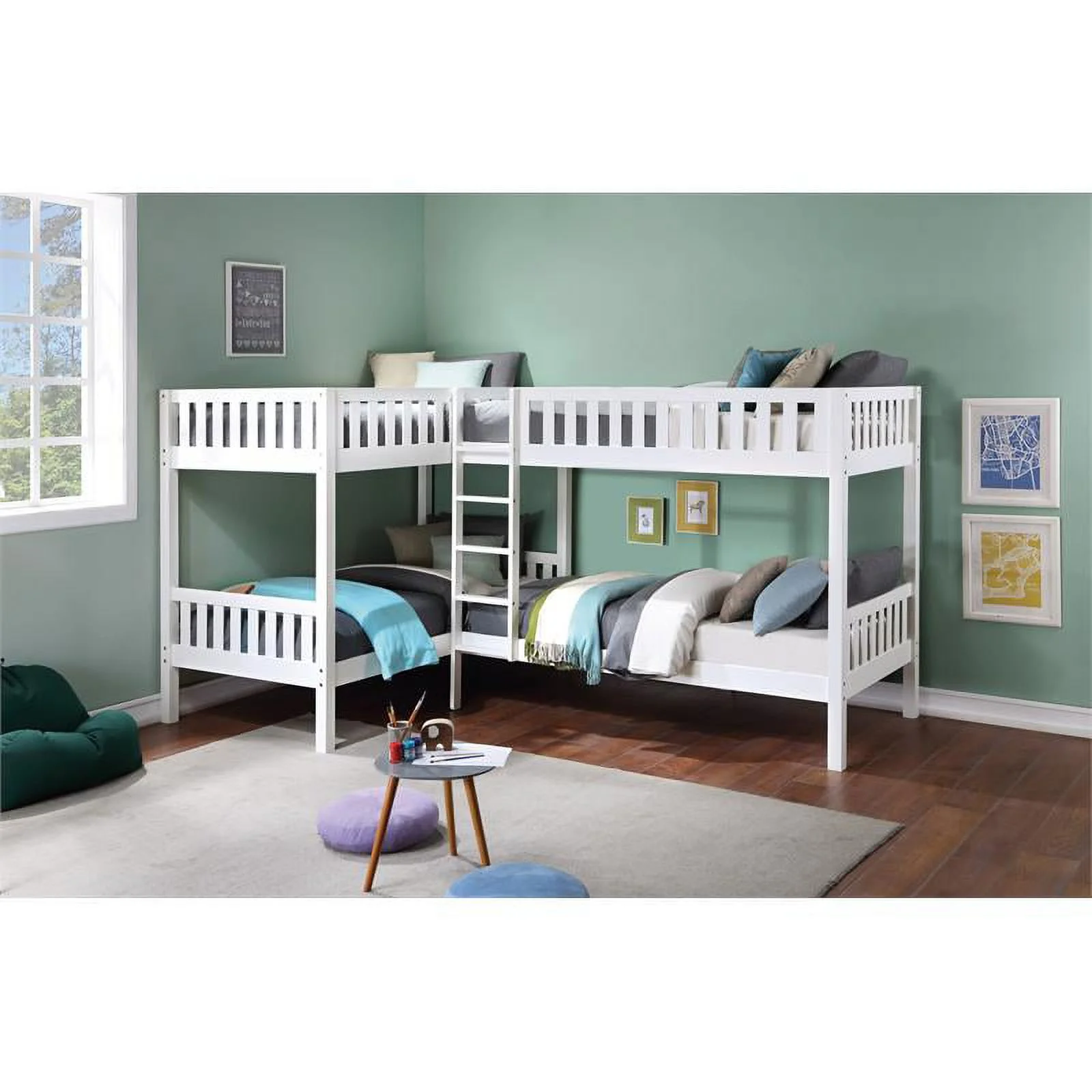 Lexicon Galen Transitional Wood Corner Twin Bunk Bed in White
