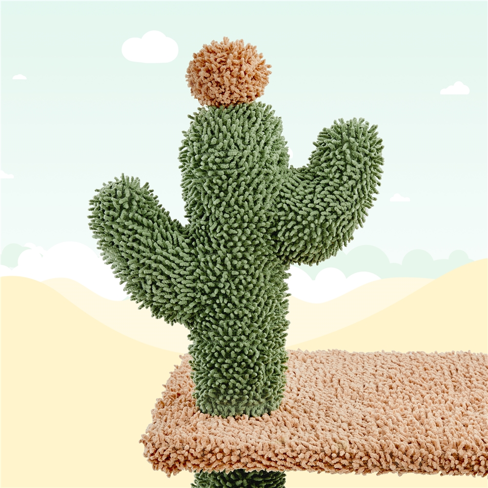 Yaheetech 52.5''H Cactus Cat Tree Condo,Green/Brown