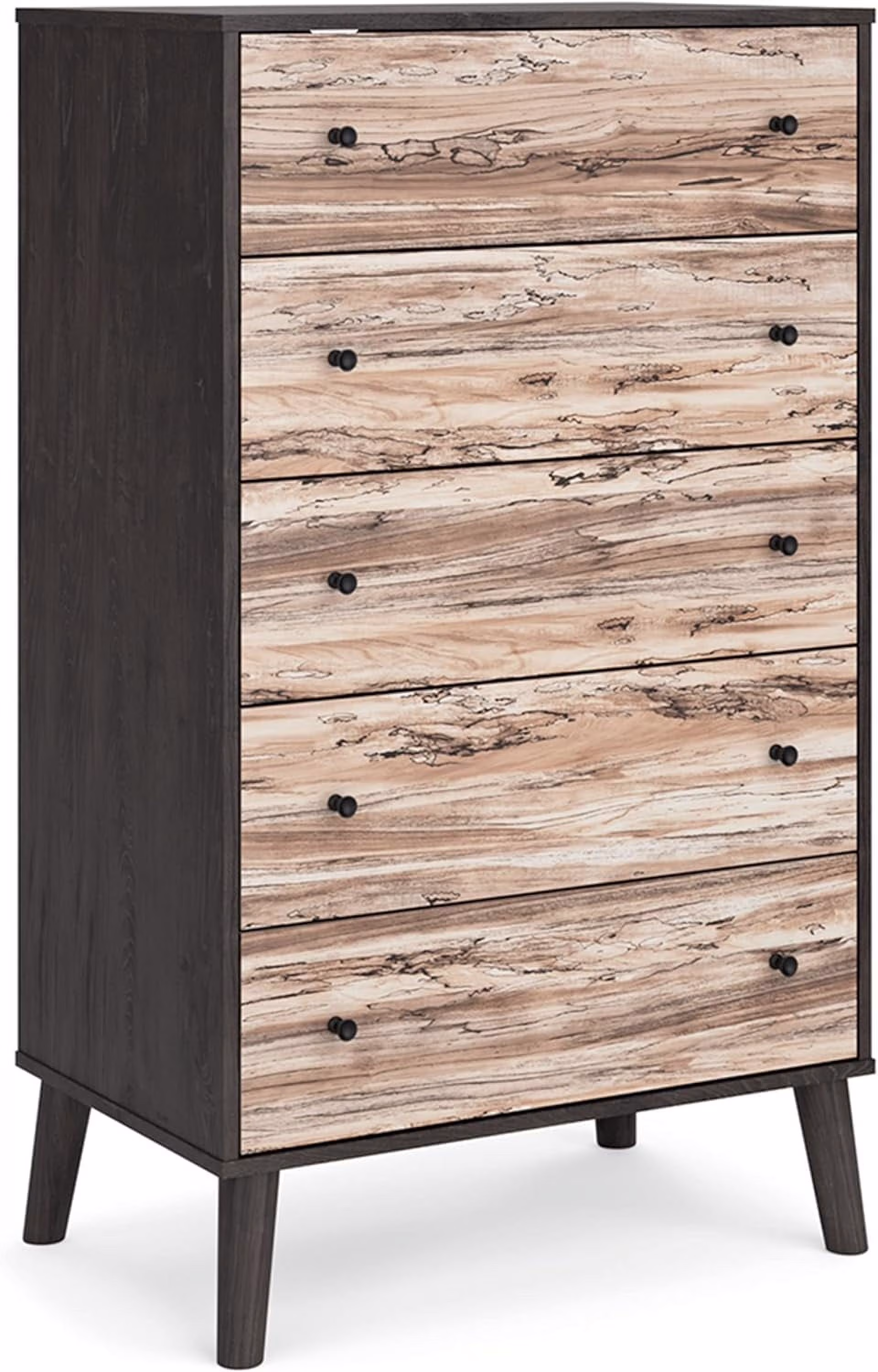 Piperton 5 Drawer Chest, Black & Light Brown